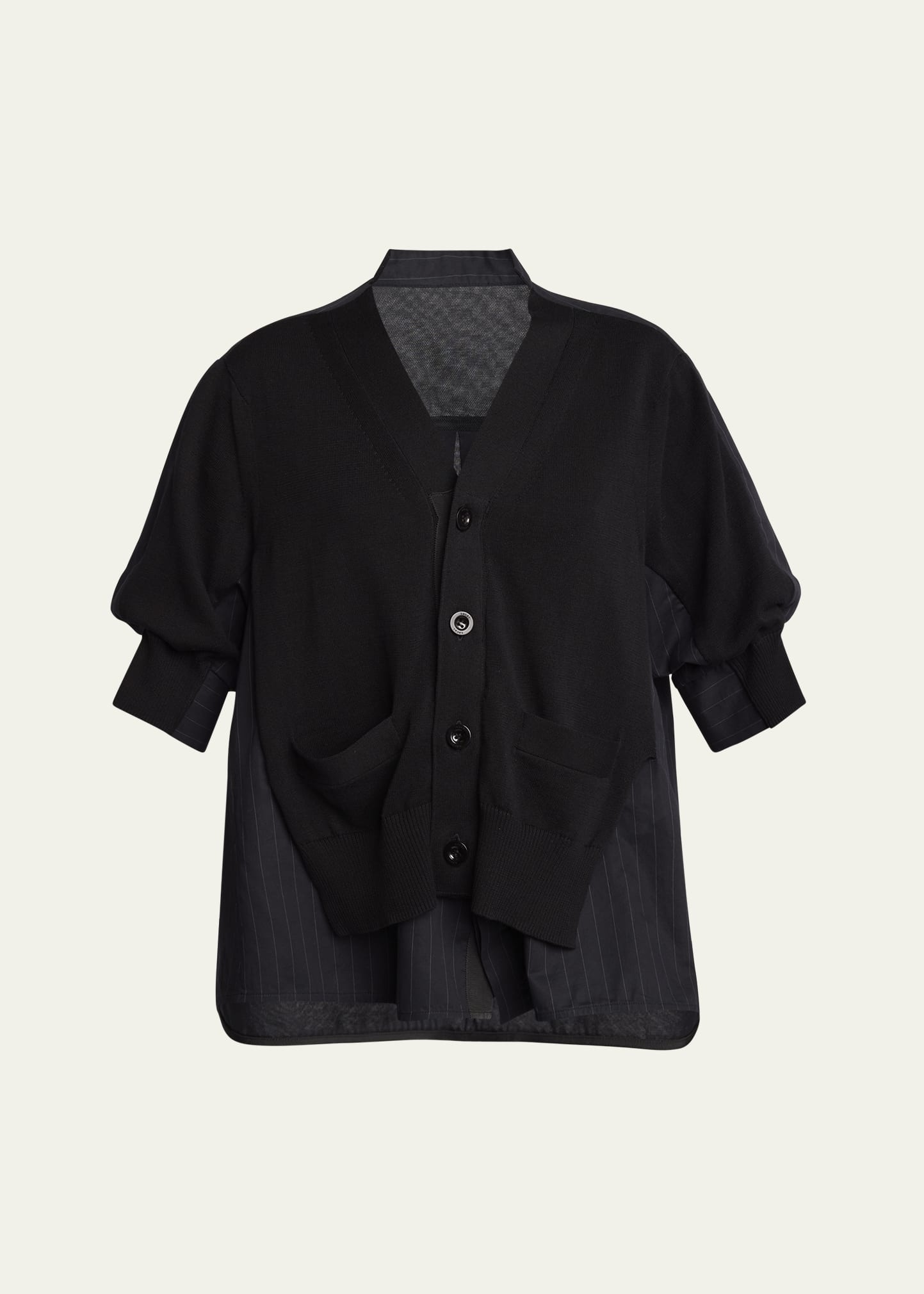 Pinstripe Shirting Cardigan - 1