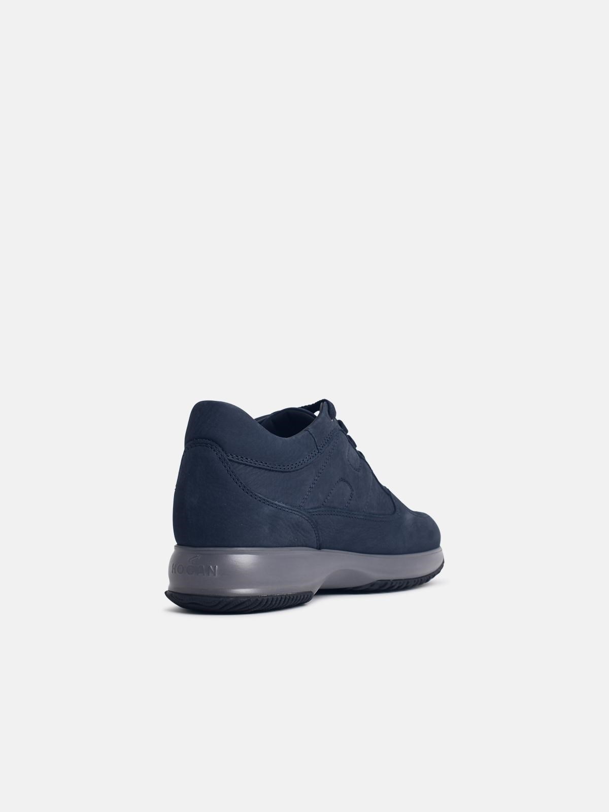 'INTERACTIVE' BLUE NUBUCK LEATHER SNEAKERS - 3