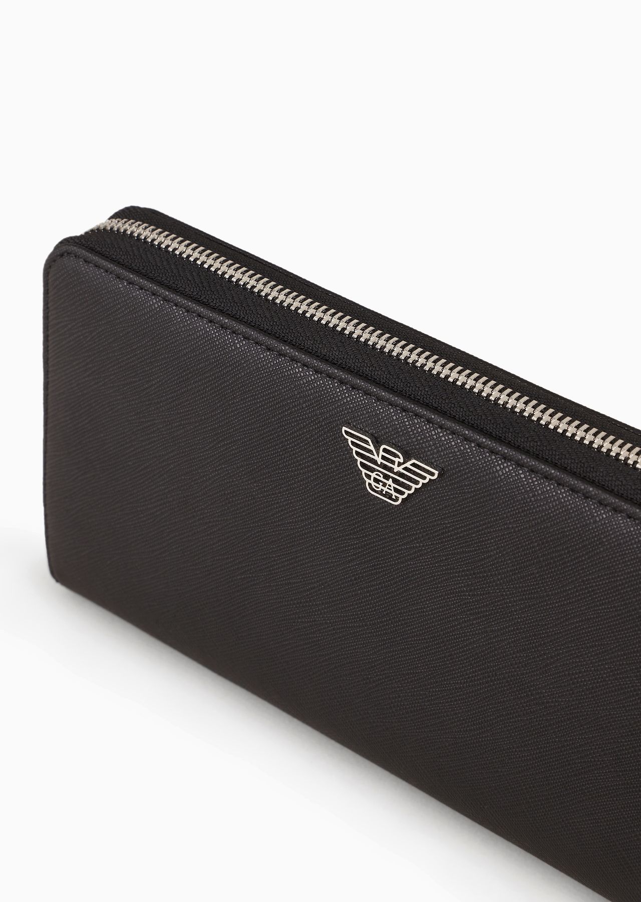 ASV regenerated Saffiano leather zip-around wallet with eagle plate - 4