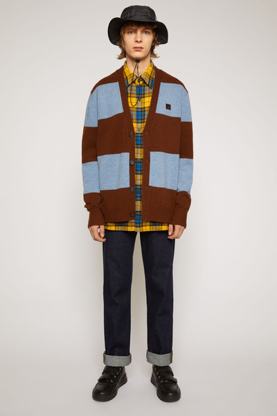 Acne Studios Block stripe cardigan dark brown/mineral blue outlook