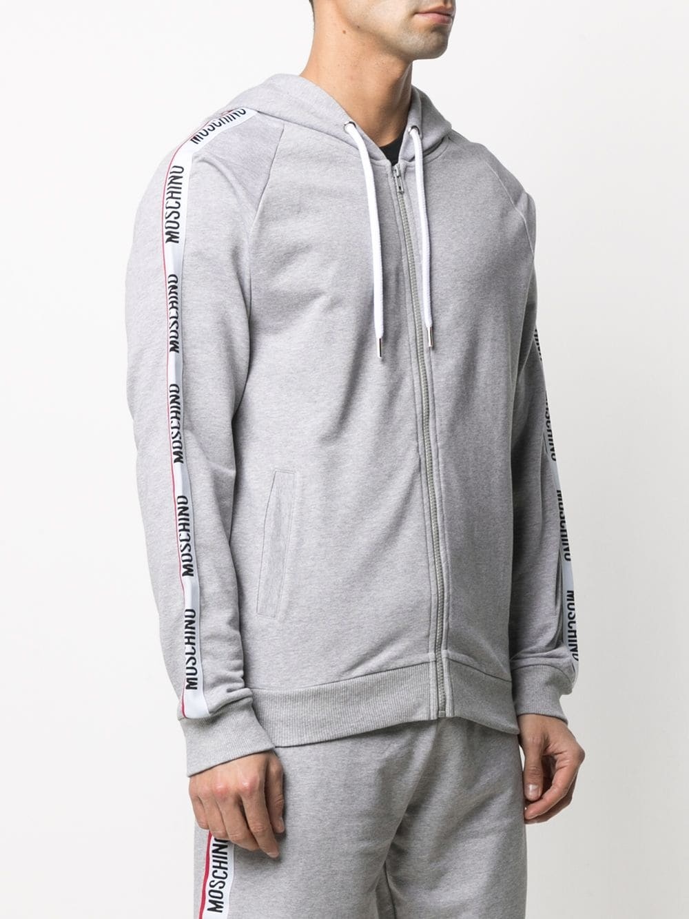 logo trim zip hoodie - 3