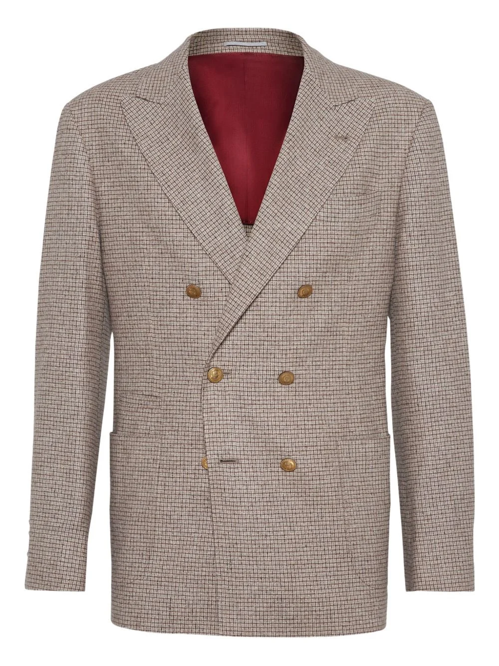 Brunello Cucinelli Men Wool And Silk Double-Breasted Jacket - 1