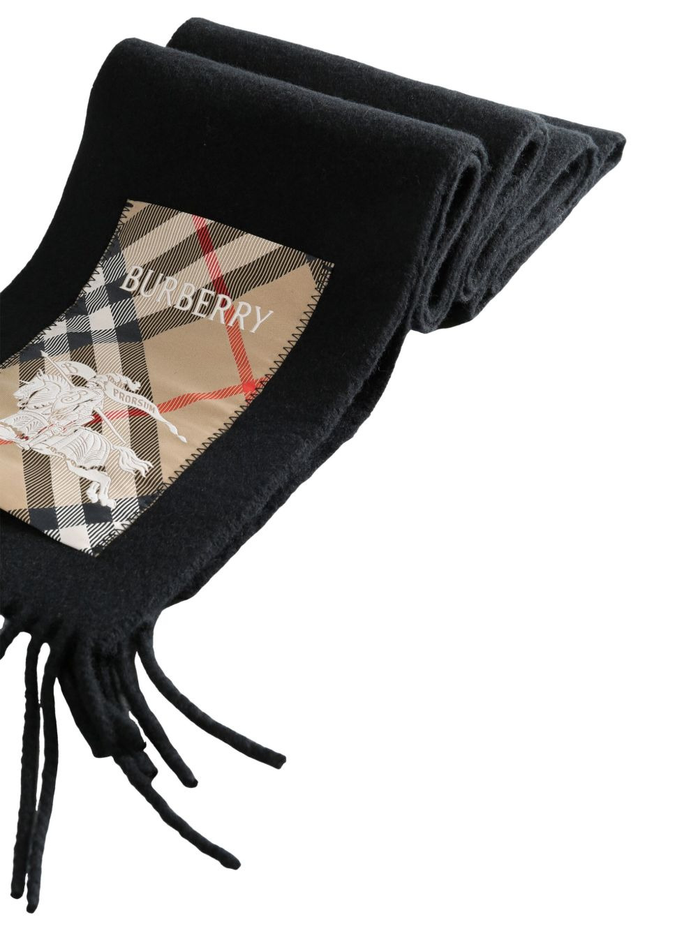 EKD-appliqué fringed scarf - 3