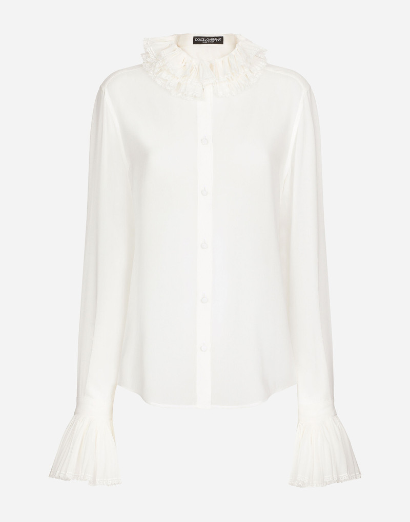 Georgette shirt with pleated cuffs and collar details 1