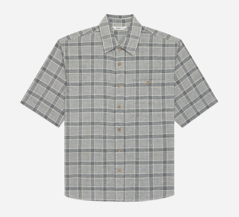Short Sleeve Commuter Shirt ~ Handloom Grey Check - 1