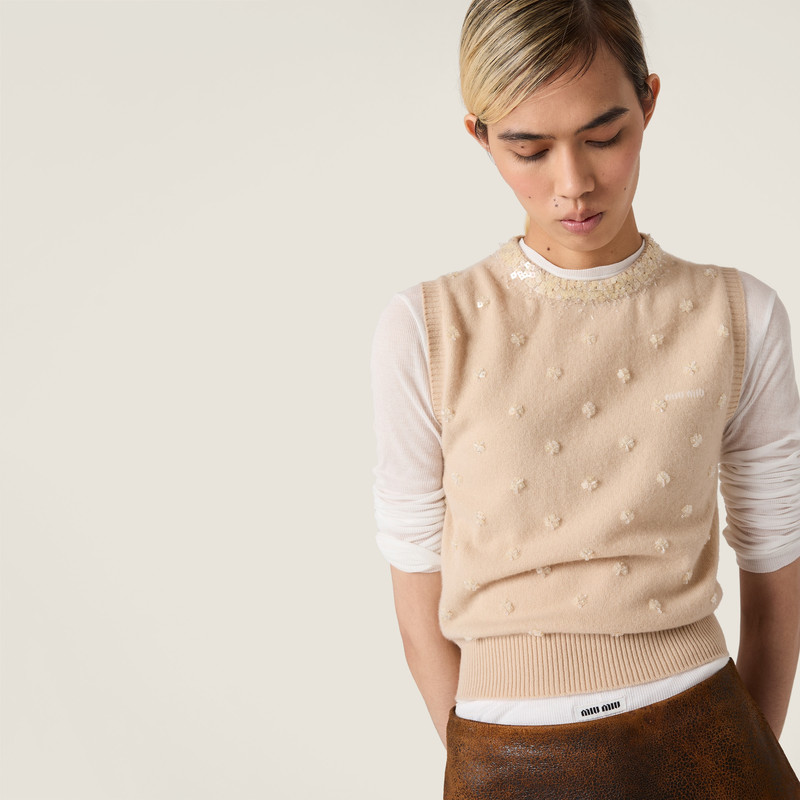 Miu Miu Embroidered cashmere vest outlook