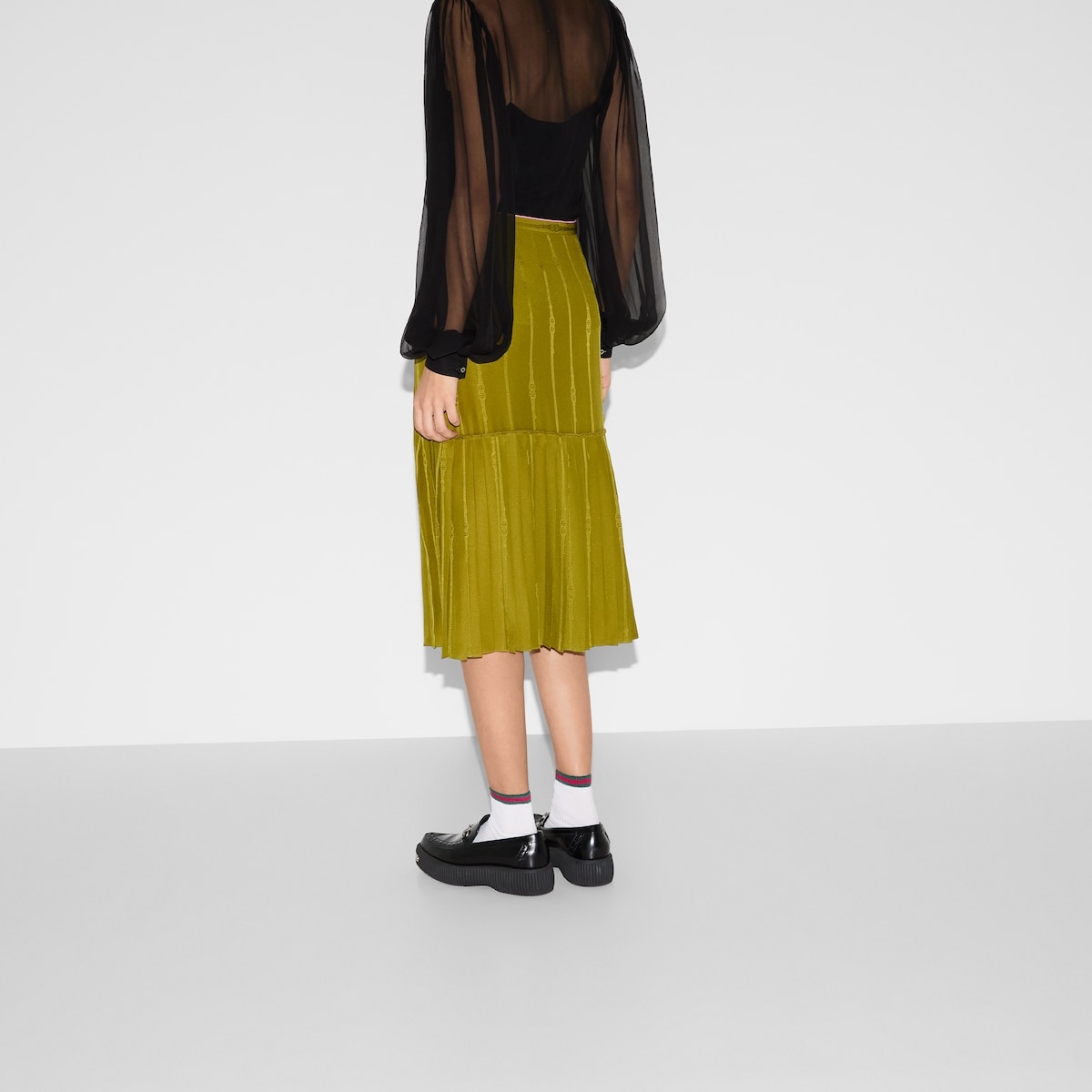 Chain and belt silk jacquard skirt - 4