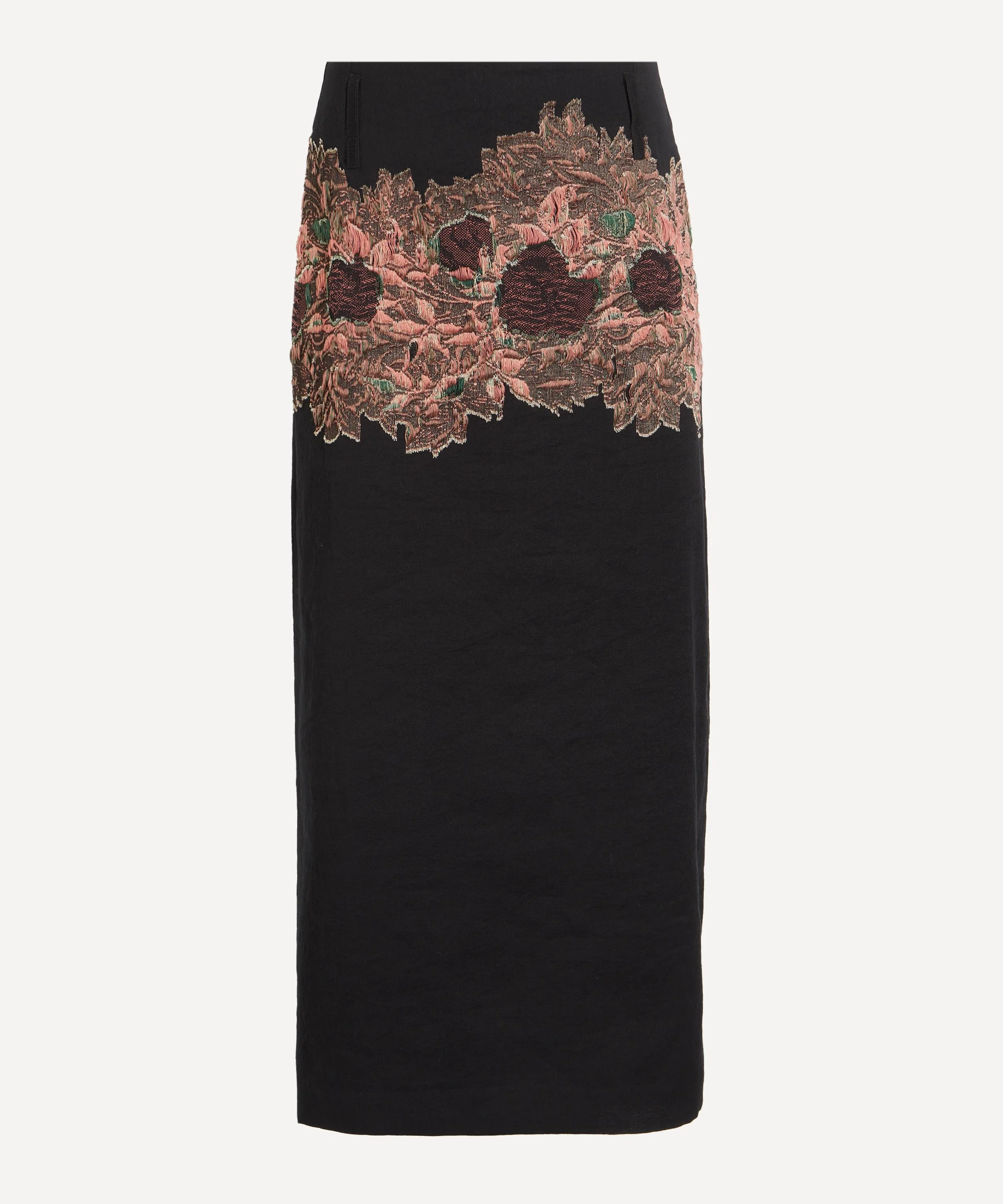 Long Floral-Embroidered Skirt - 1