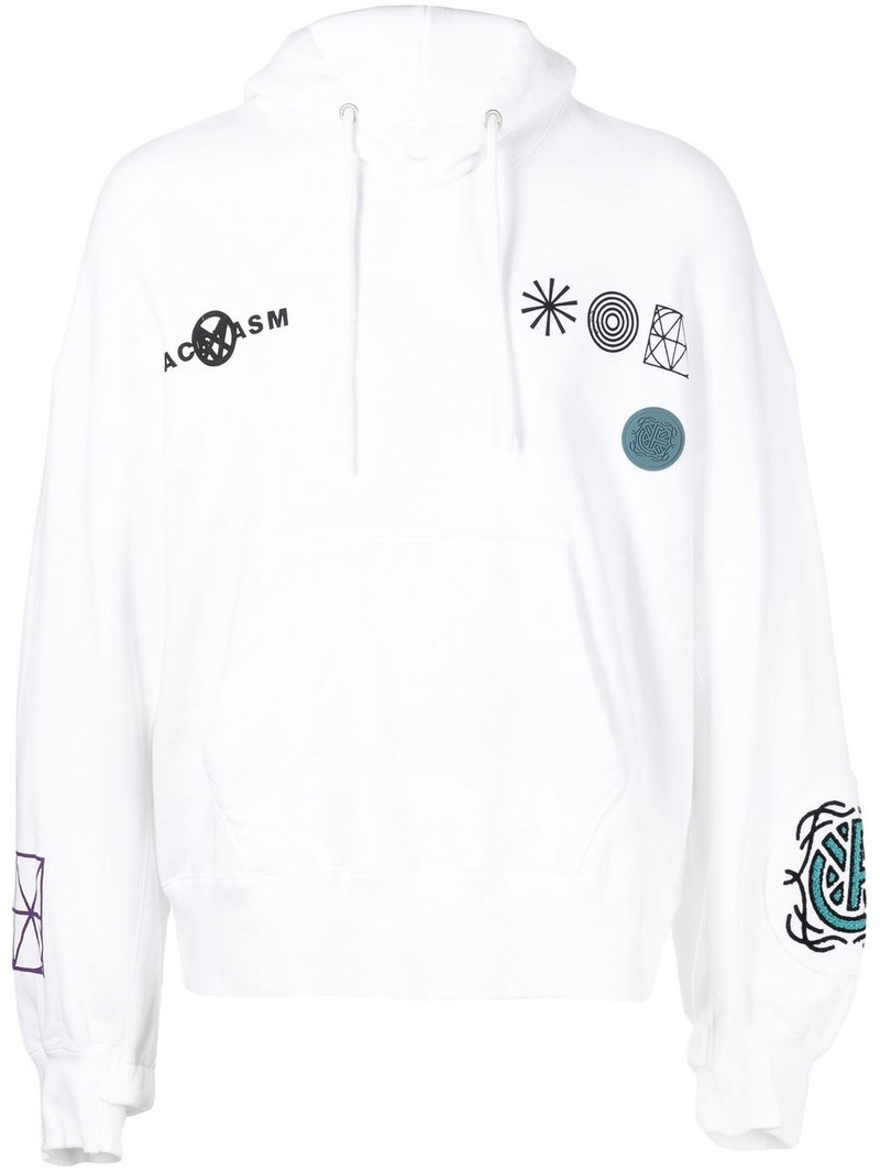 embroidered drawstring-fastening hoodie 1