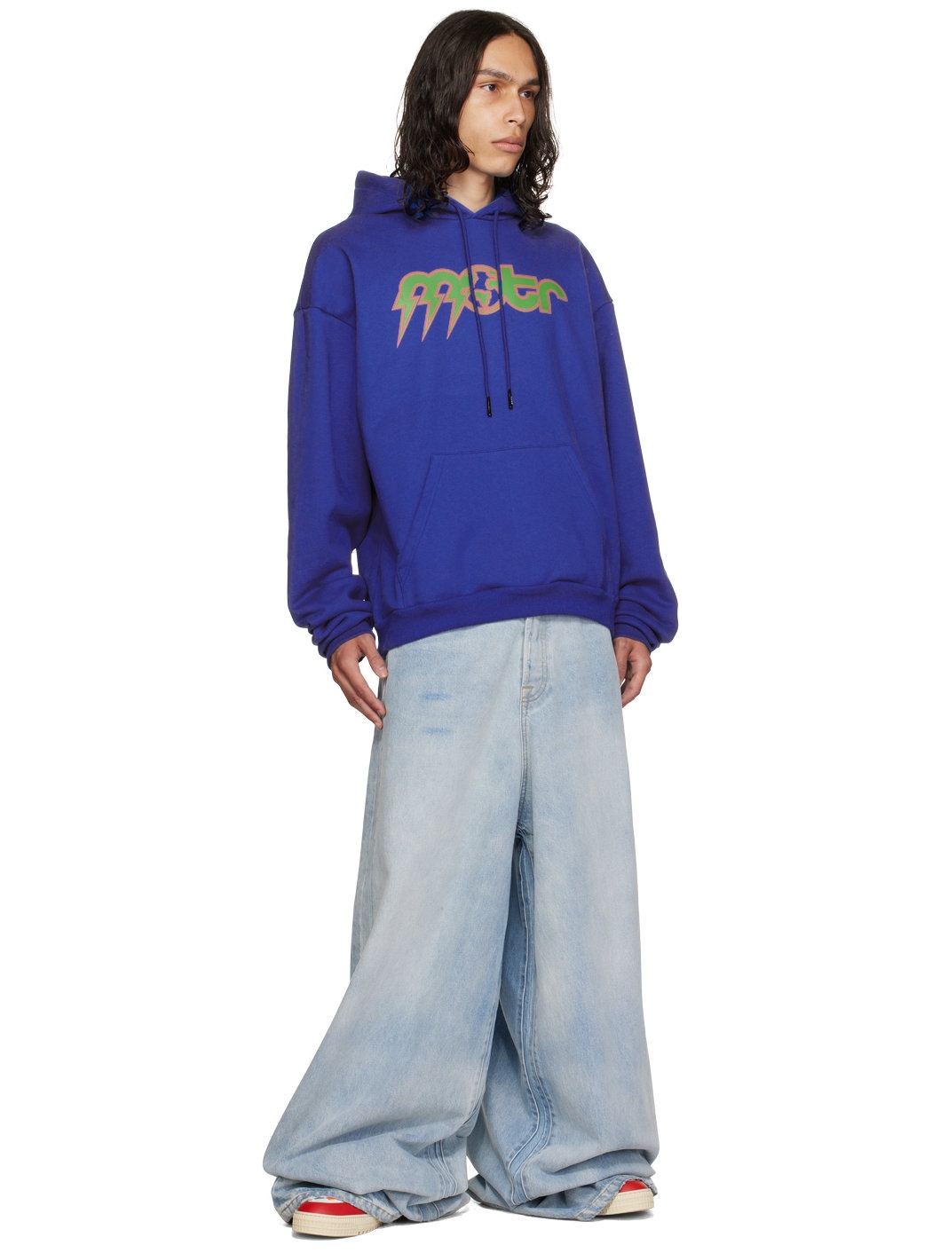 Blue Printed Hoodie - 4