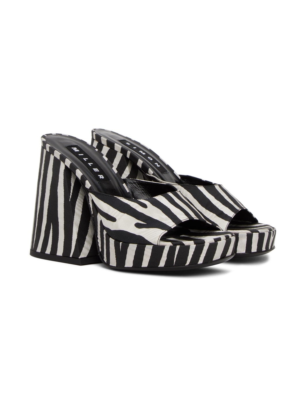 Black & White Slice Heeled Sandals - 4