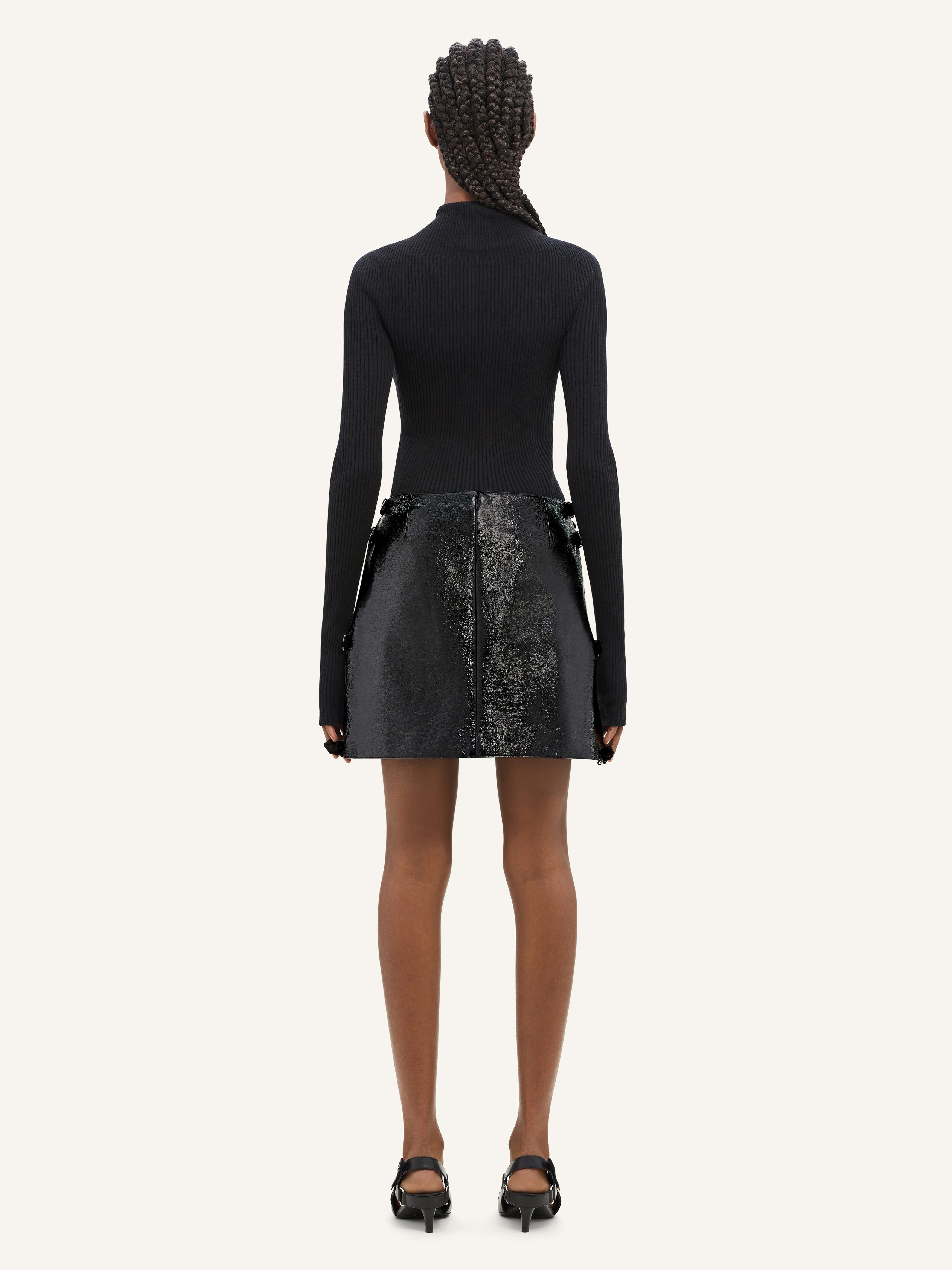 MULTI-BUCKLE VINYL MINI SKIRT - 3