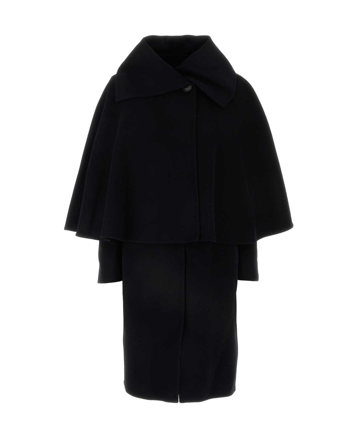 Black Wool Blend Coat - 1