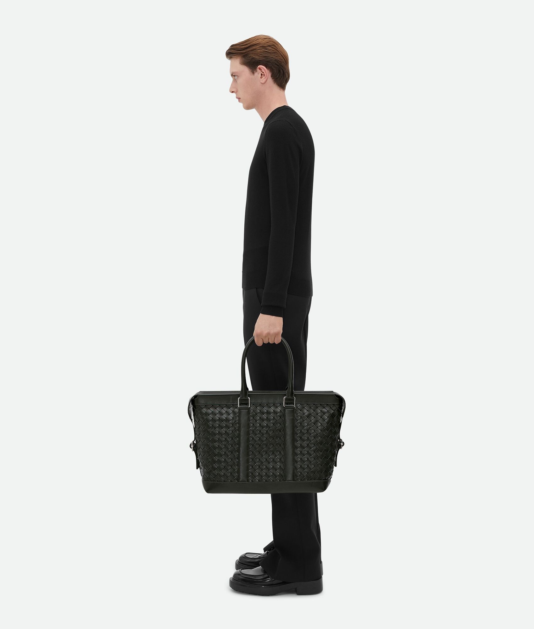 classic intrecciato top zipped tote - 4