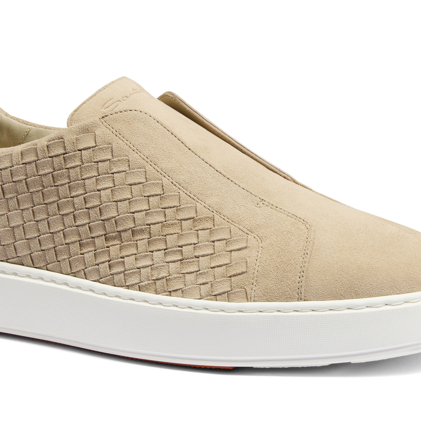 Men's beige woven suede slip-on sneaker - 6