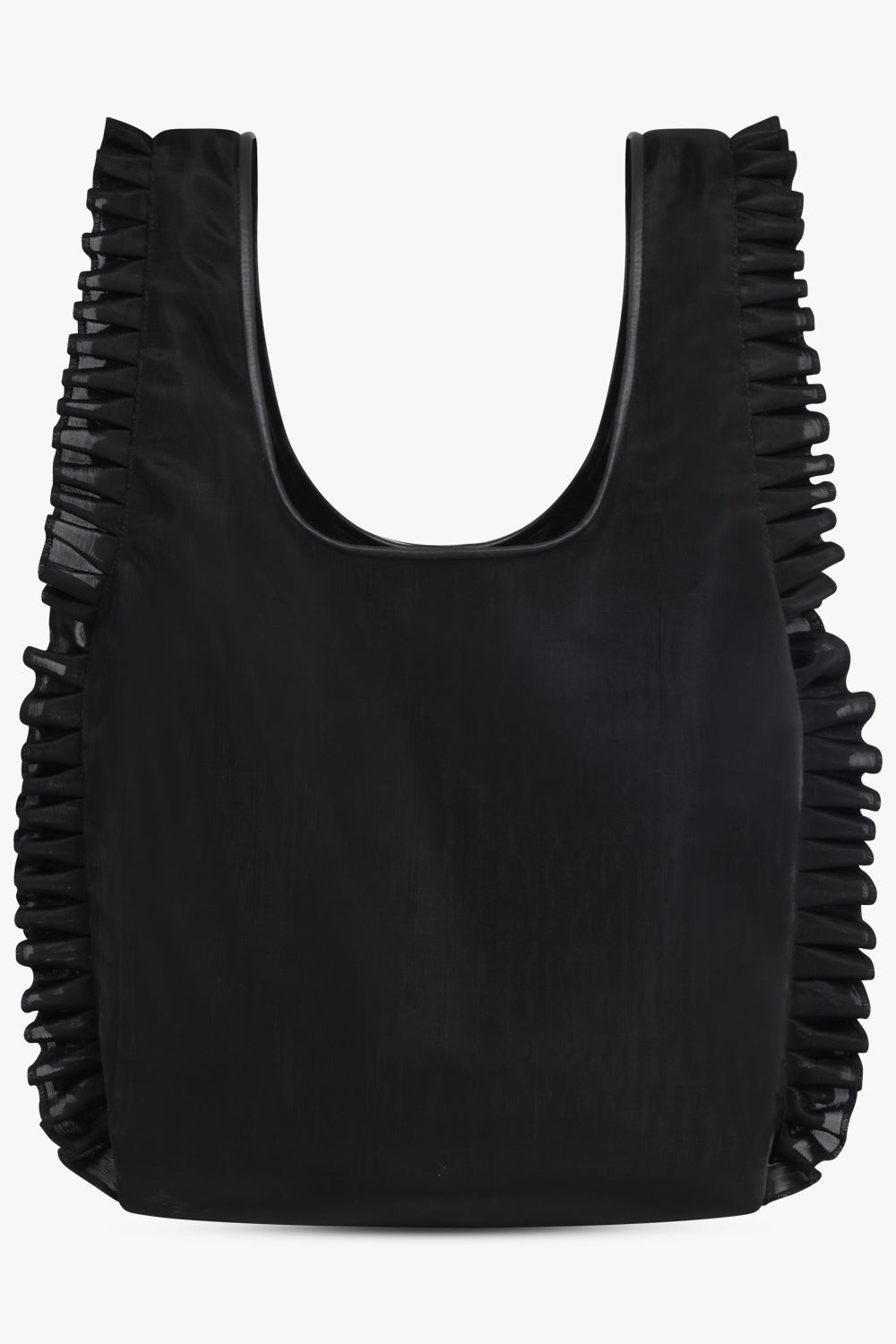 FRILLED LARGE TOTE BAG | BLACK - 1