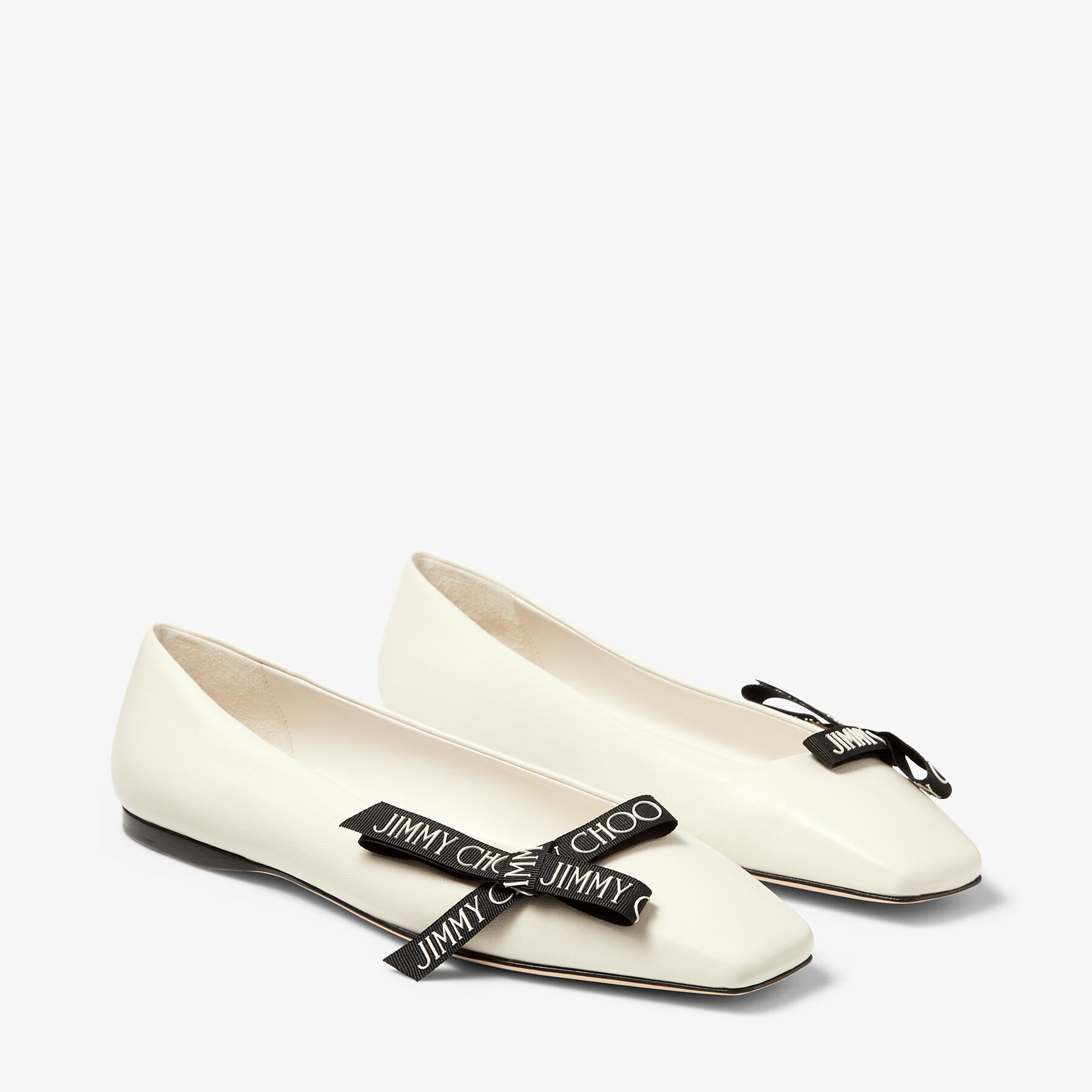 Veda Ballerina
Latte Nappa Leather Flat Ballerina Pumps with Jimmy Choo Bow - 3