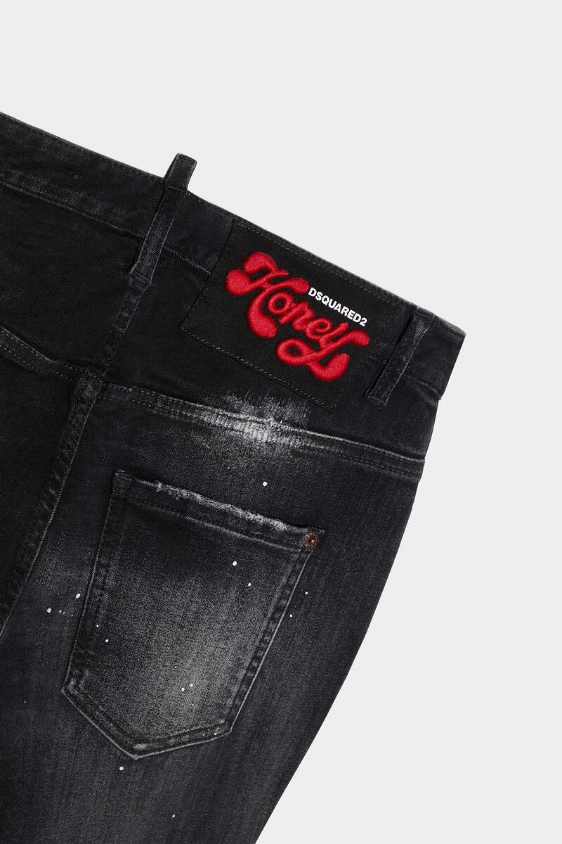 BLACK WASH HIGH WAIST BELL BOTTOM JEANS - 4