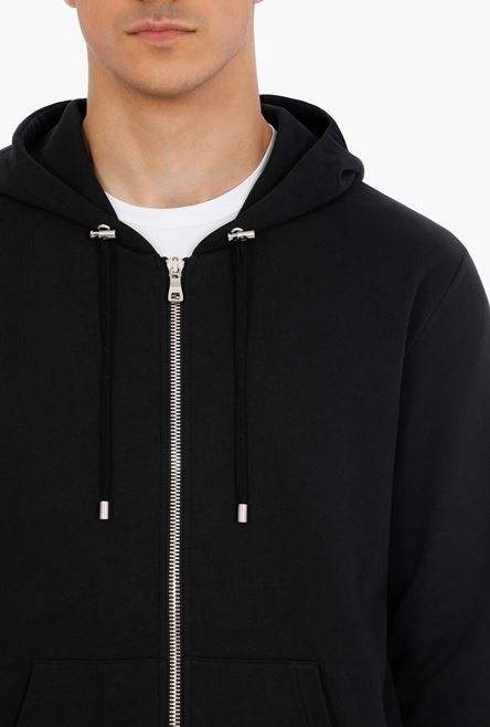 Black cotton sweatshirt with white Balmain Paris logo - 8