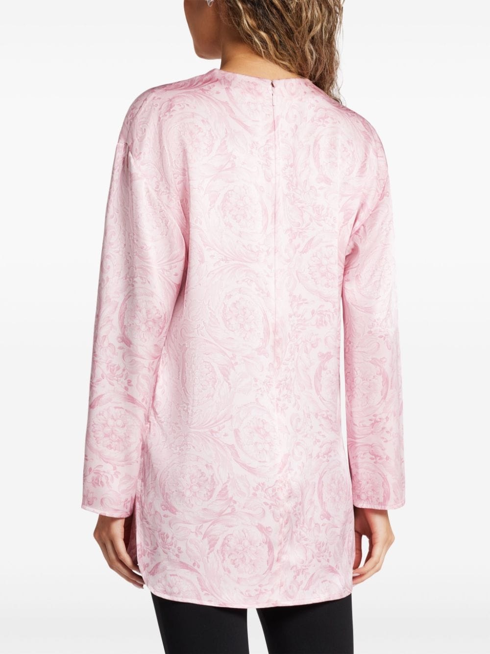 Barocco-print silk blouse - 4