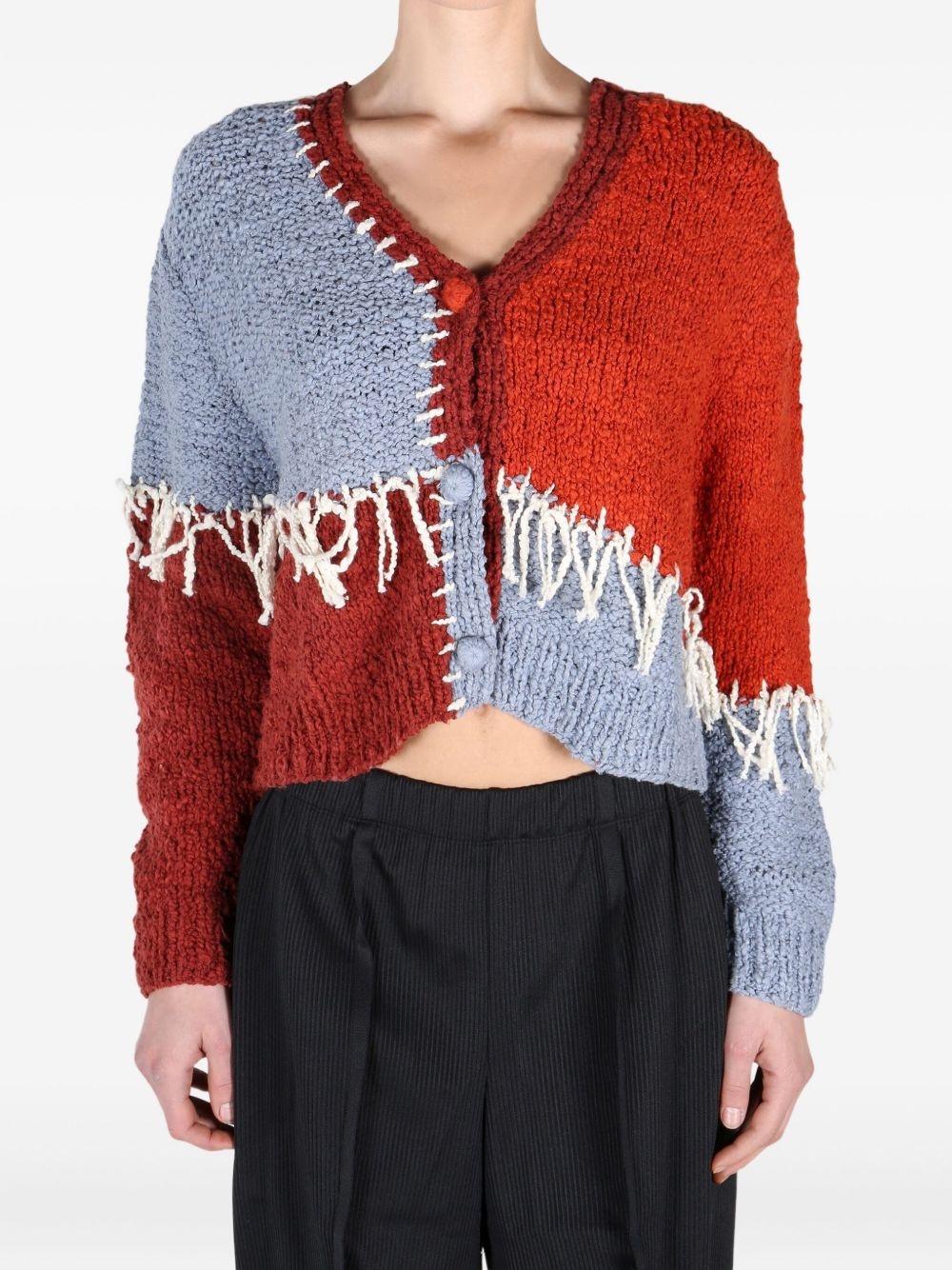 frayed patchwork cardigan - 2
