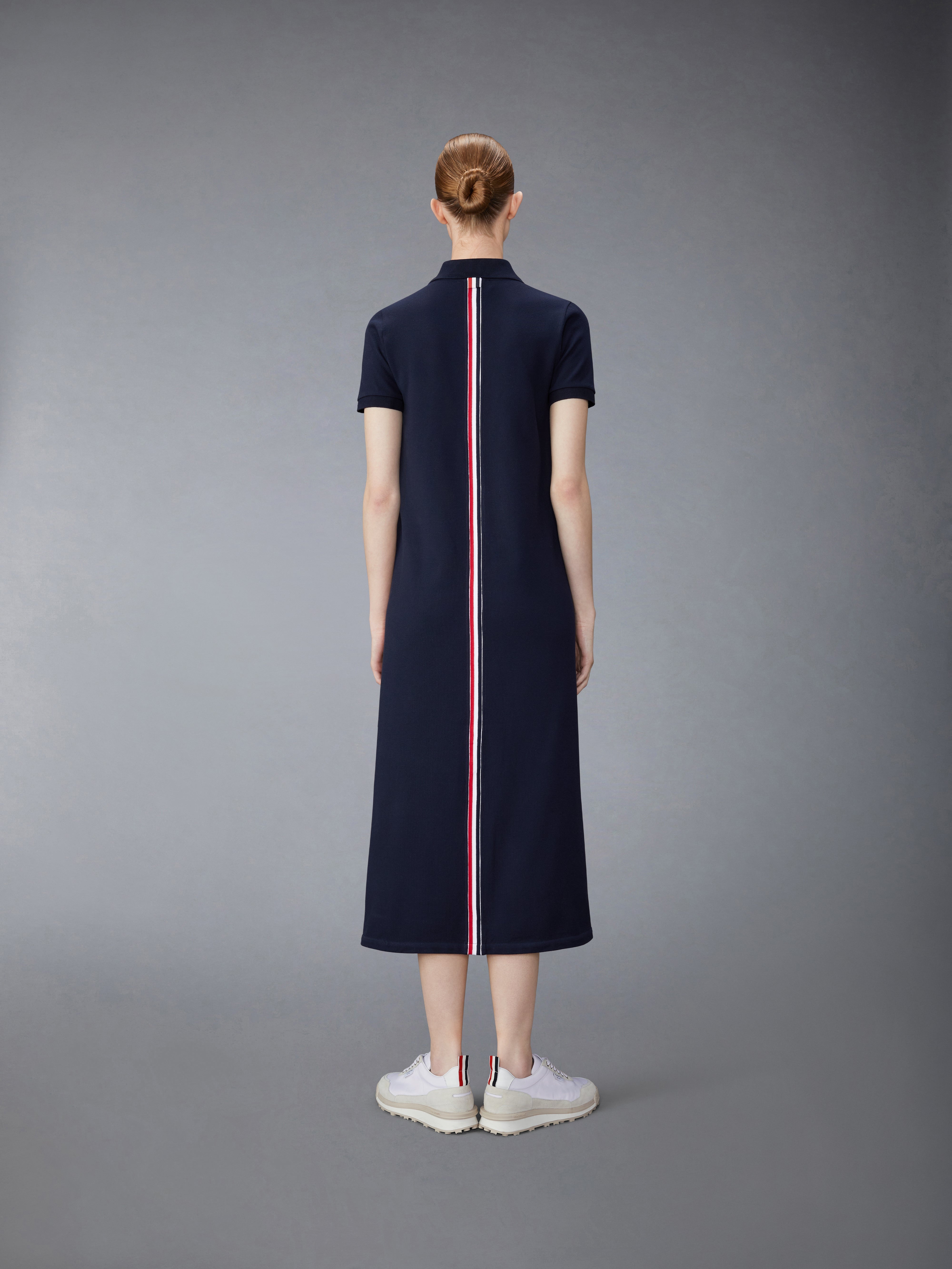 CLASSIC COTTON PIQUE CENTER BACK STRIPE MAXI POLO SHIRTDRESS - 4