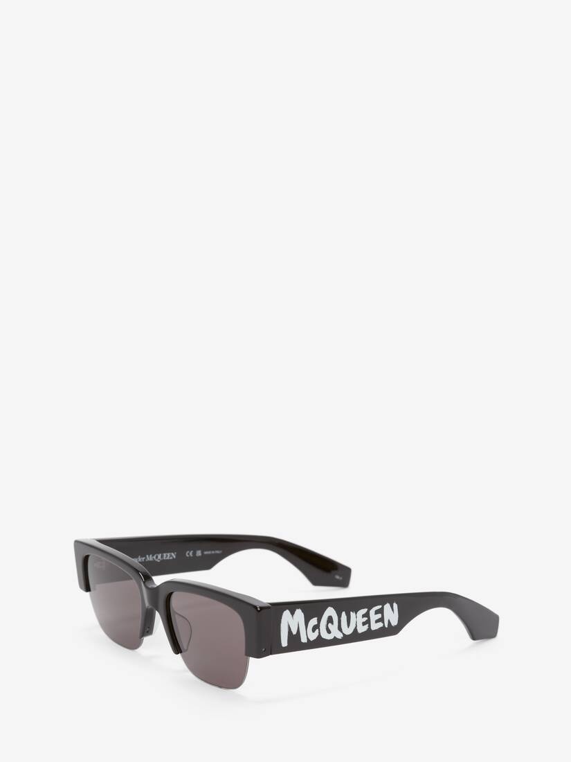 McQueen Graffiti Square Sunglasses in Black/smoke - 2