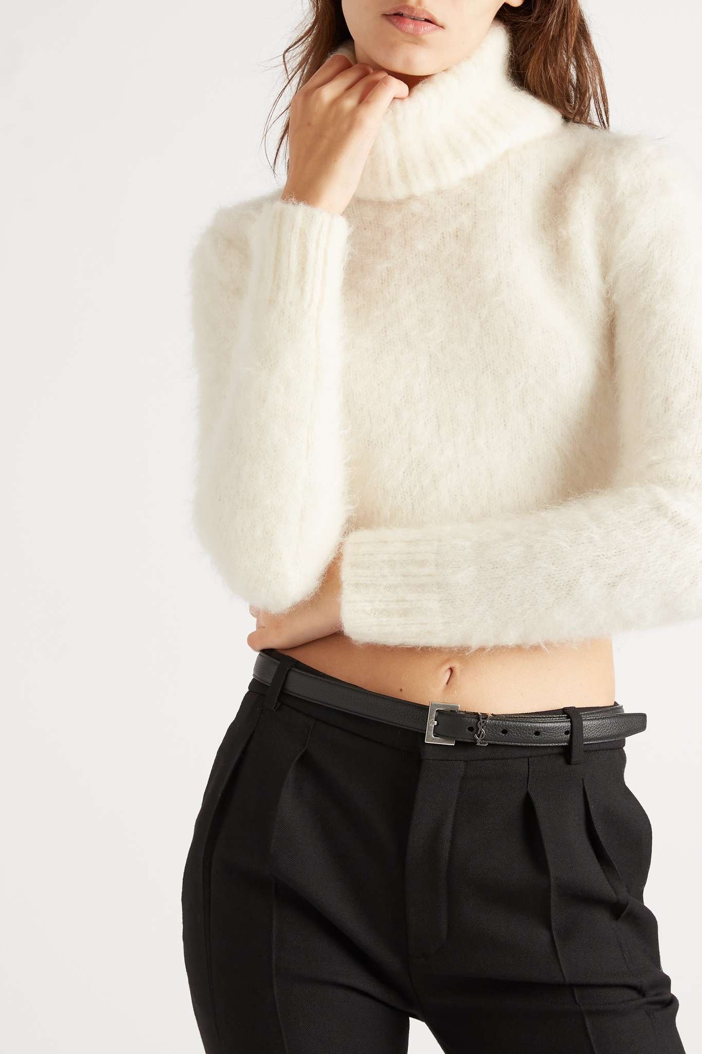 Cropped mohair-blend turtleneck sweater - 2