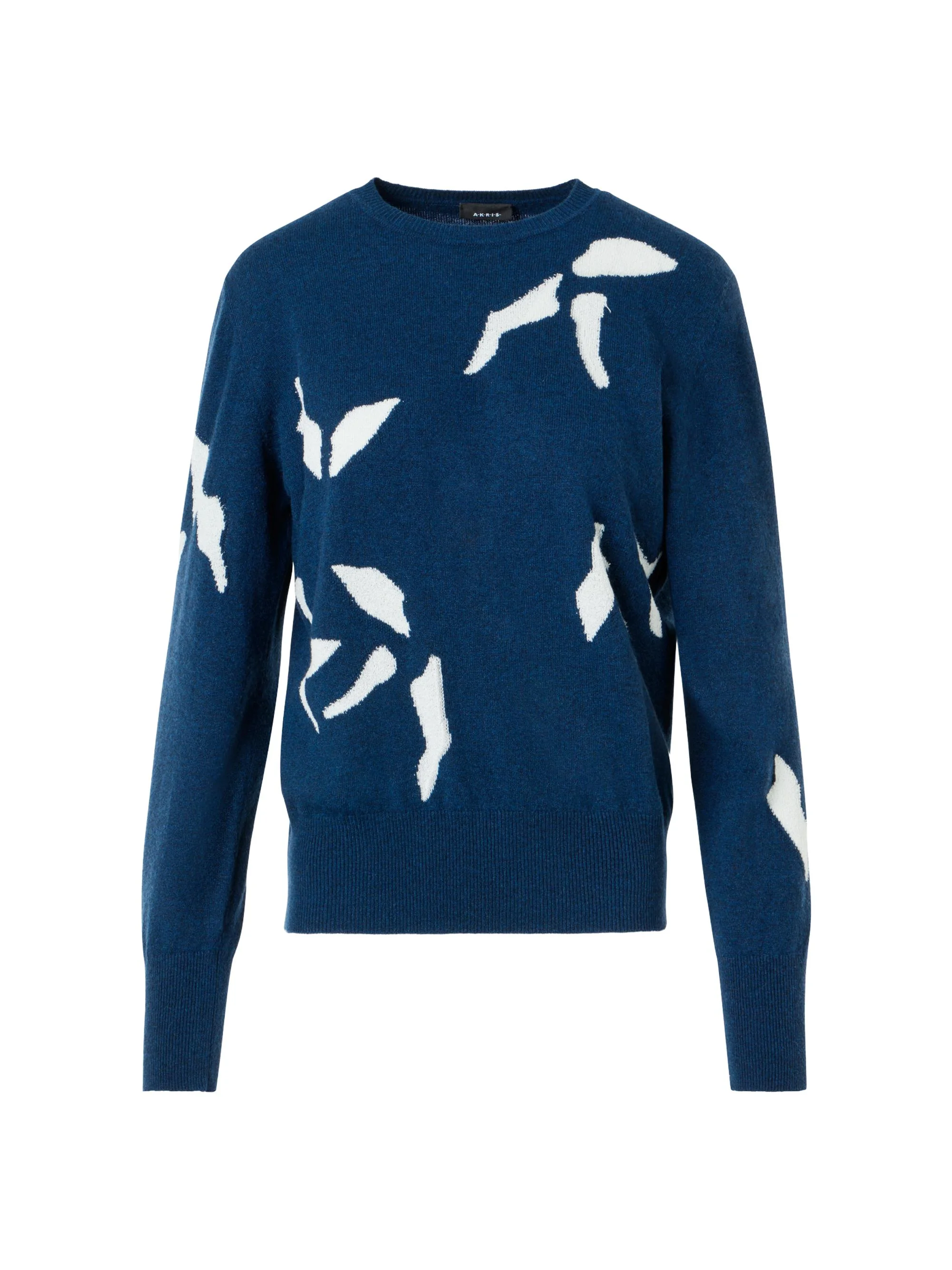 Women's Abstract Cashmere-Blend Sweater - Denim Ecru - 1