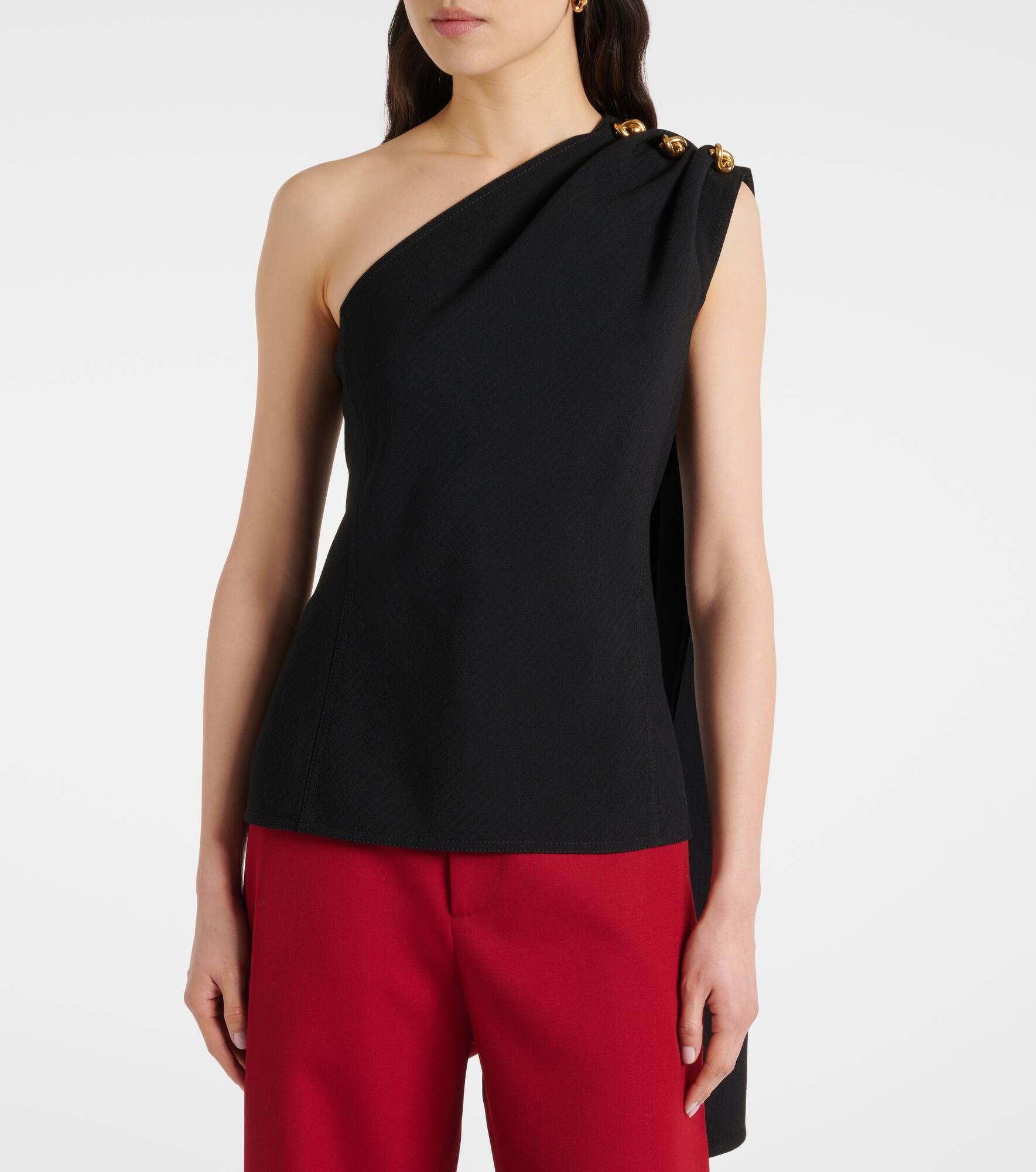 Knot caped draped crêpe top - 5