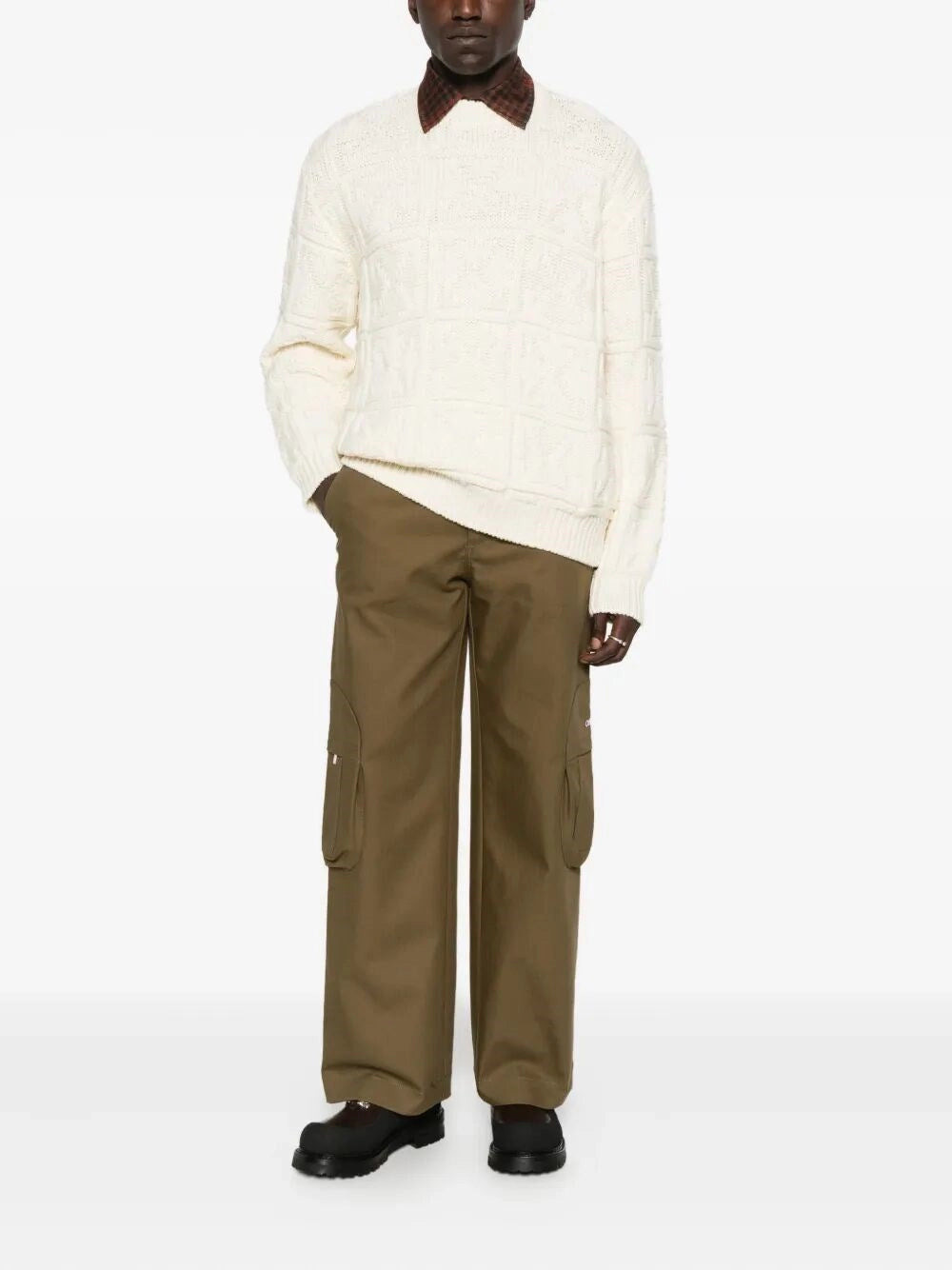 Off White Men `Bookish` Cotton Round Pocket Cargo Pants - 2