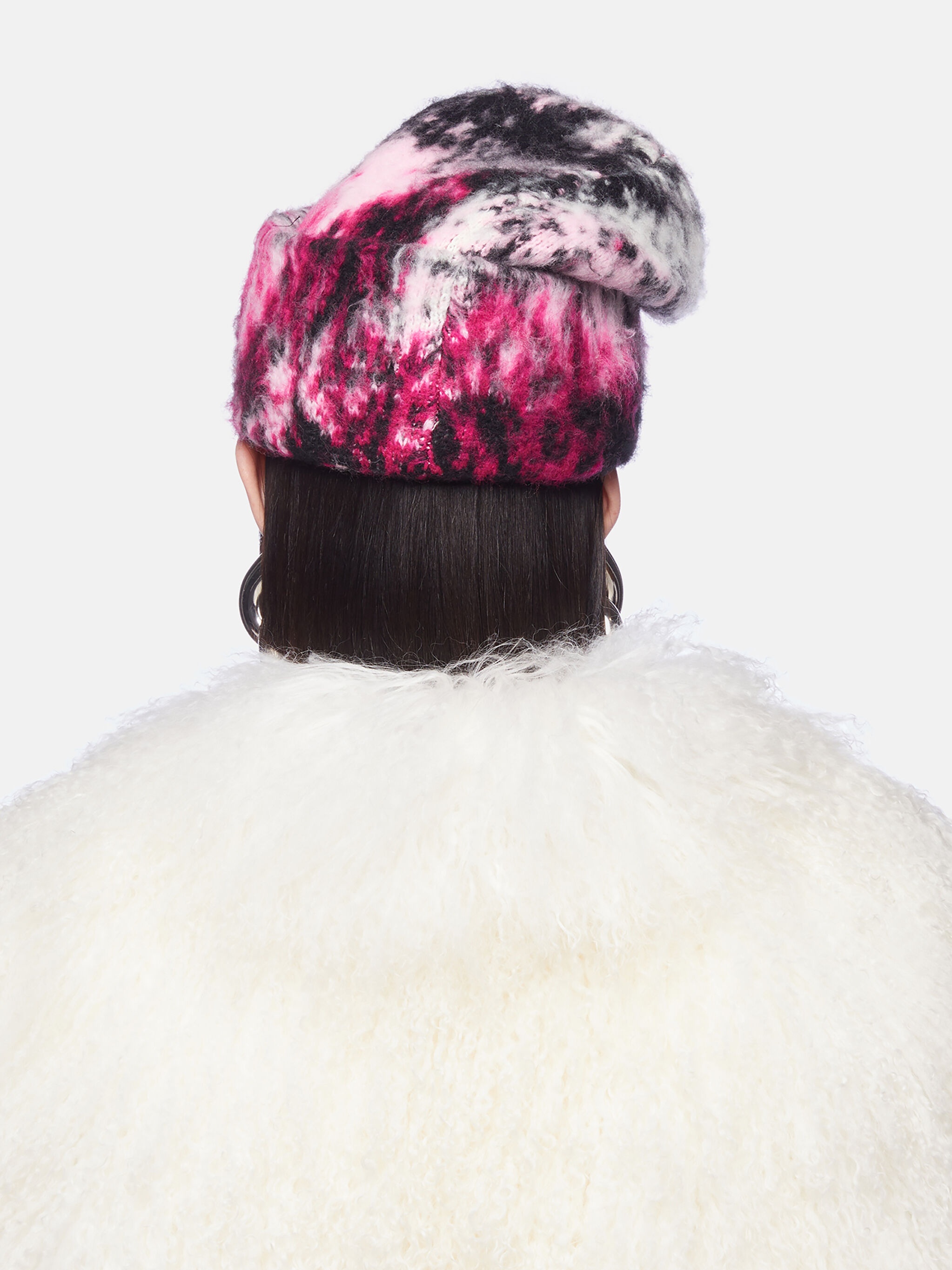 FUCHSIA, BLACK AND WHITE BEANIE - 5