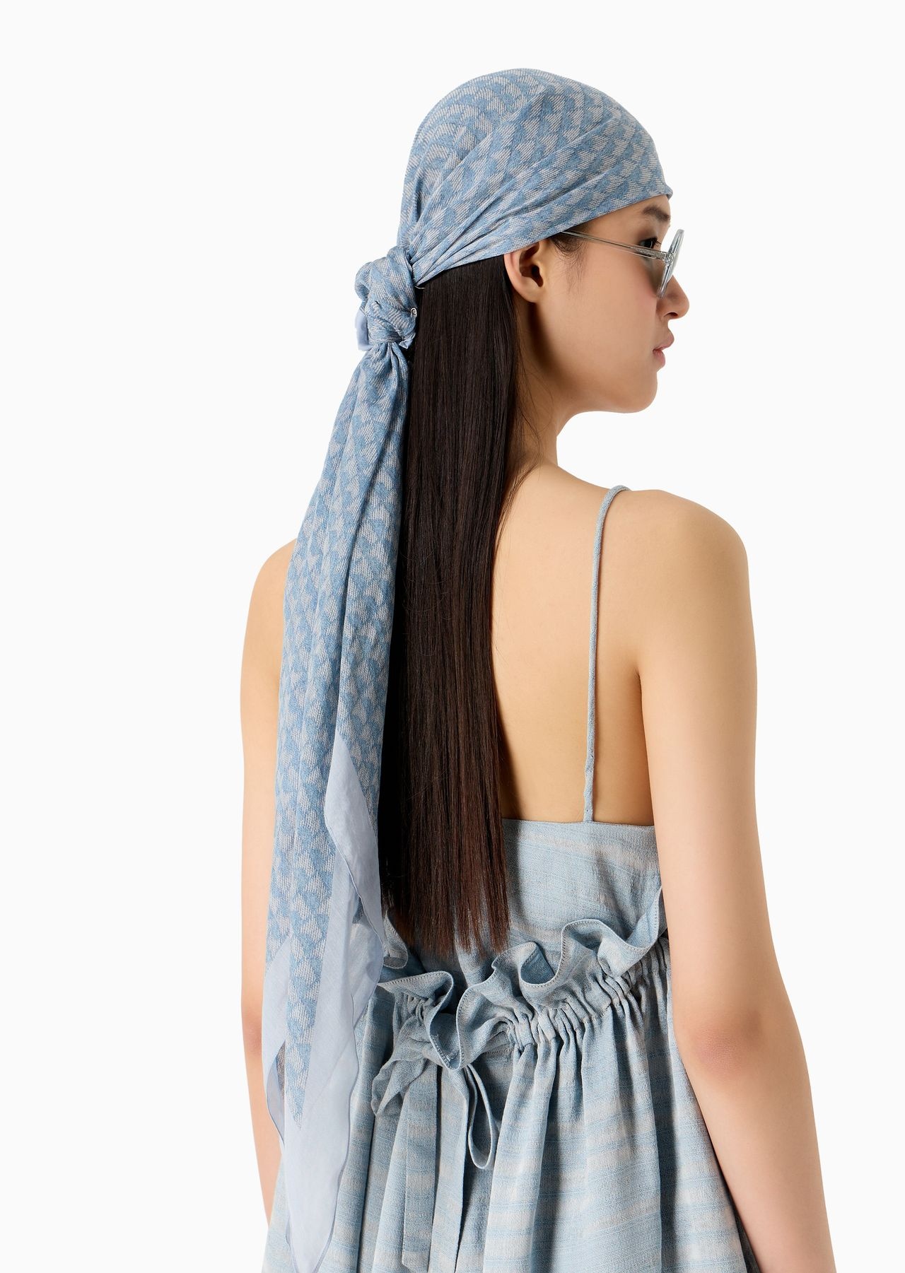 Icon linen-blend dress with wavy jacquard motif - 5