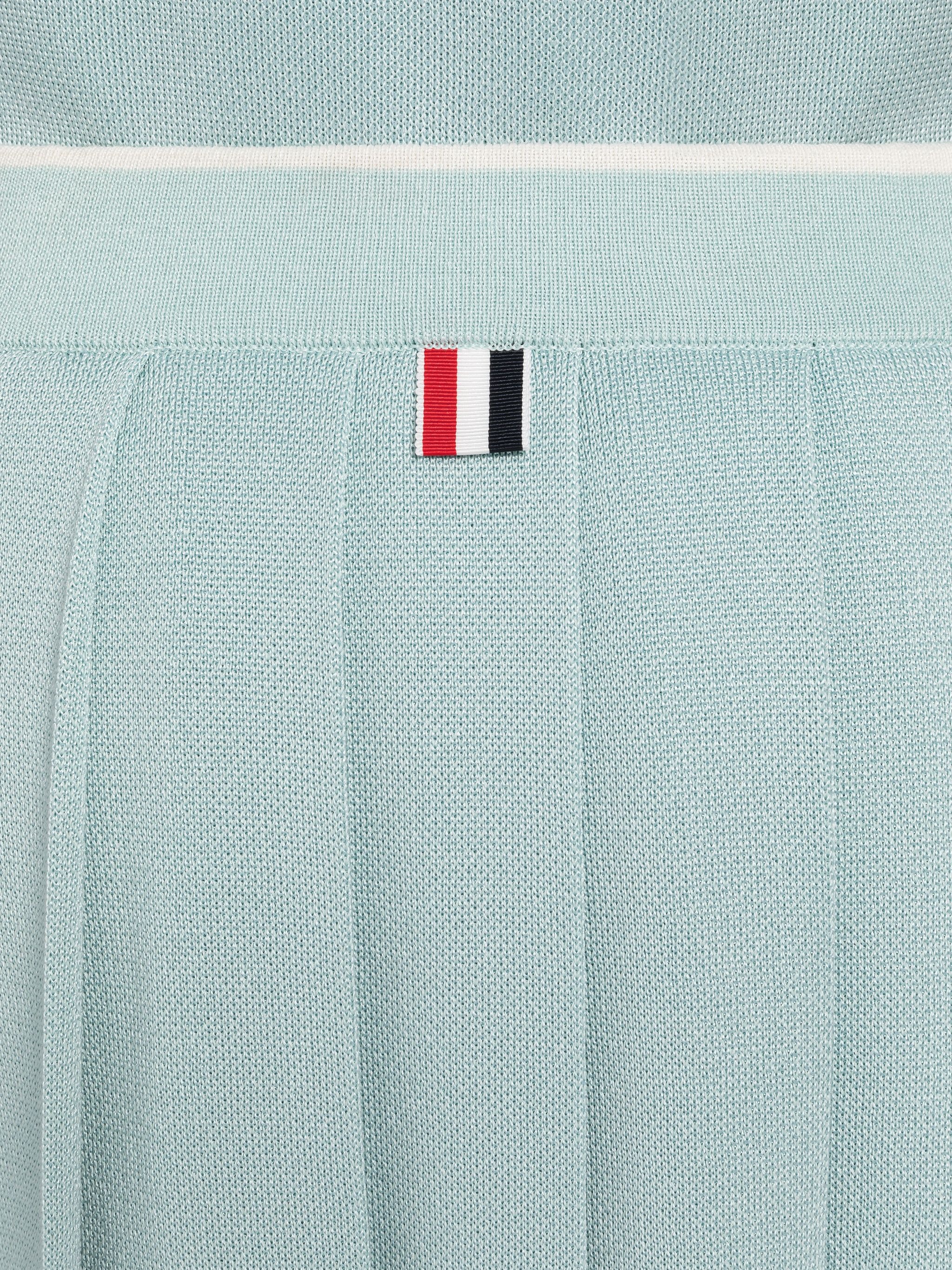 Birdseye Jacquard Stripe Below The Knee Pleated Skirt - 6
