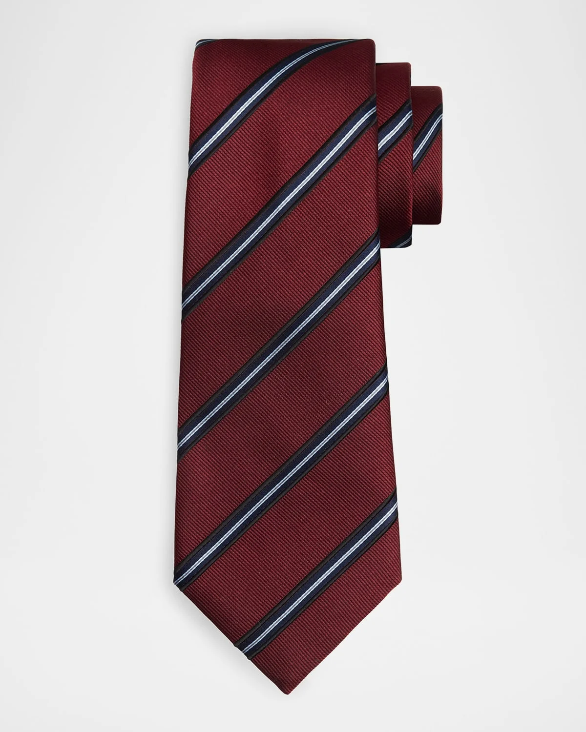 Men's Regimental Stripe Silk and Cotton Tie - 1