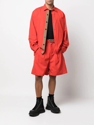 sacai belted-waist knee-length shorts outlook