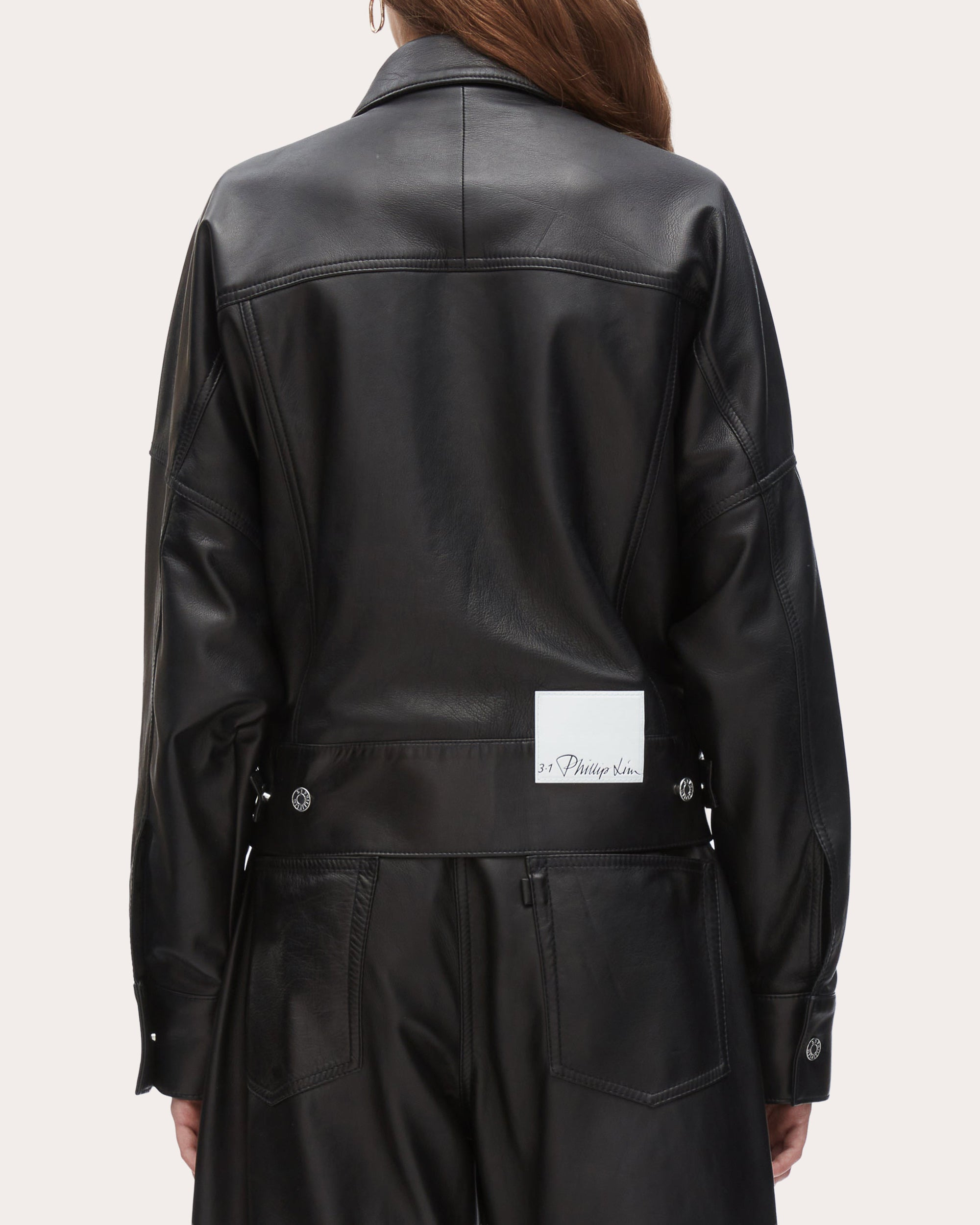 Tie-Detailed Plonge Leather Jacket - 2