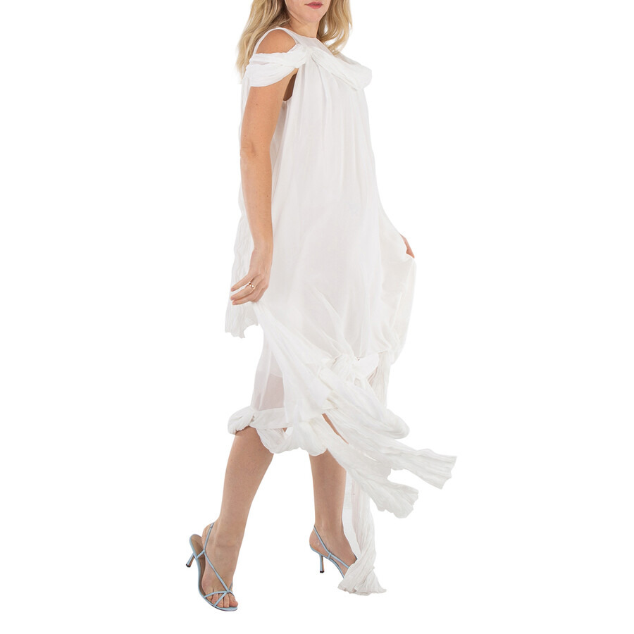 JW Anderson Ladies White Silk Draped Midi Dress - 2