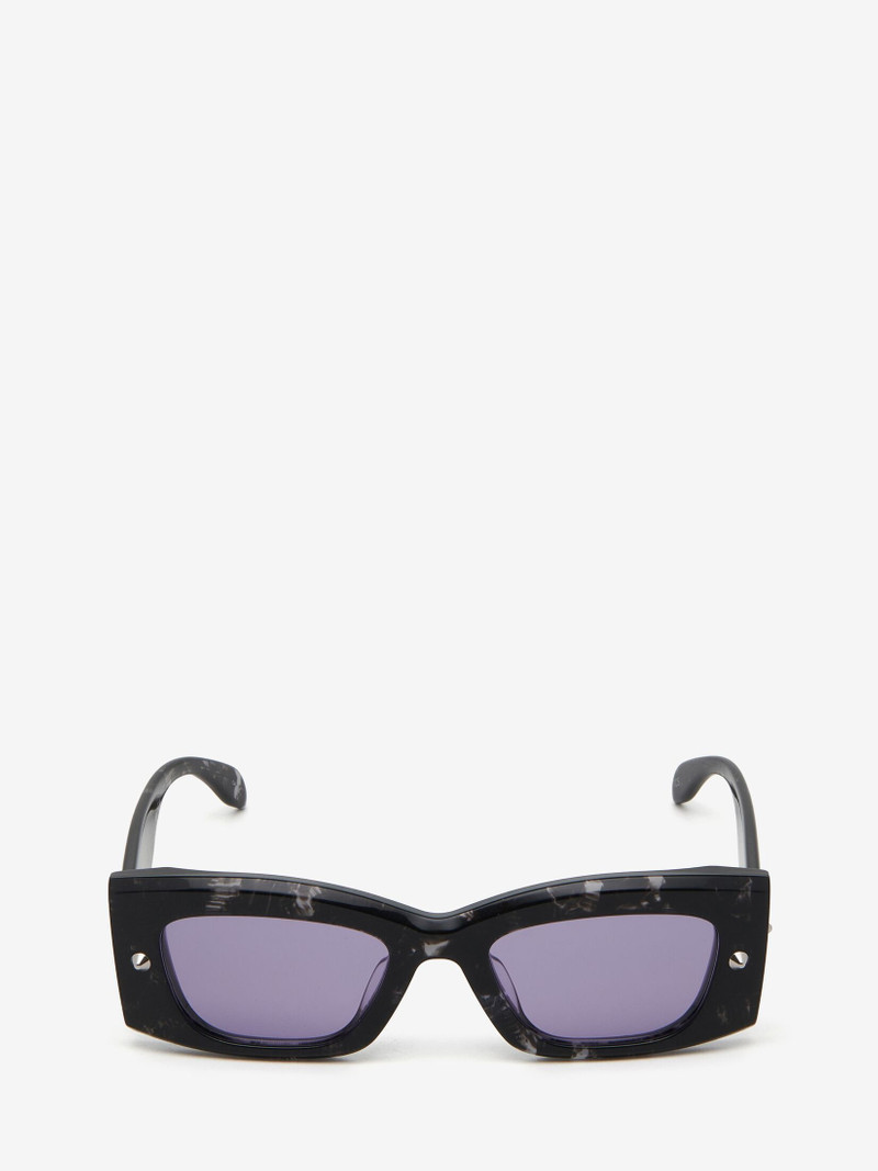 Spike Studs Rectangular Sunglasses in Havana/violet - 1