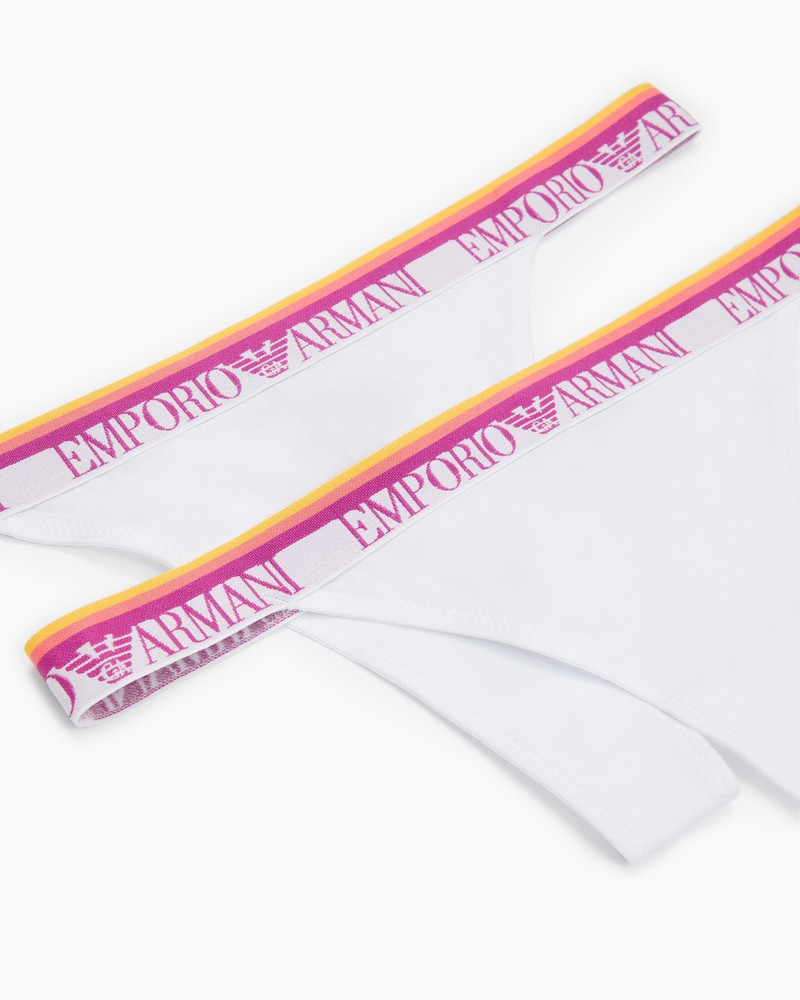 EMPORIO ARMANI TWO-PACK OF ASV ICONIC ORGANIC-COTTON THONGS WITH LOGO WAISTBAND outlook