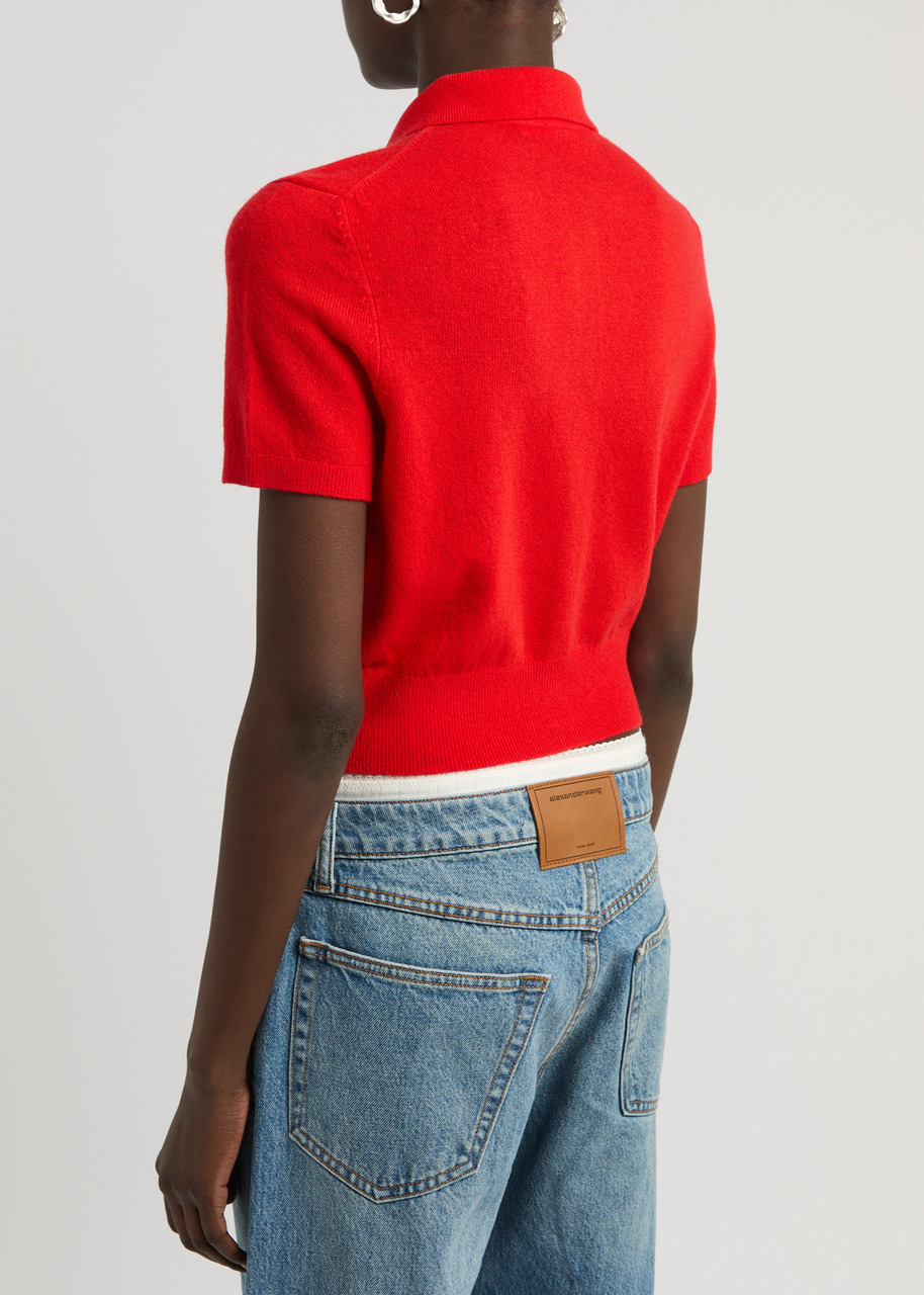 Alexanderwang.t Logo-embroidered Cropped Wool Cardigan - 3
