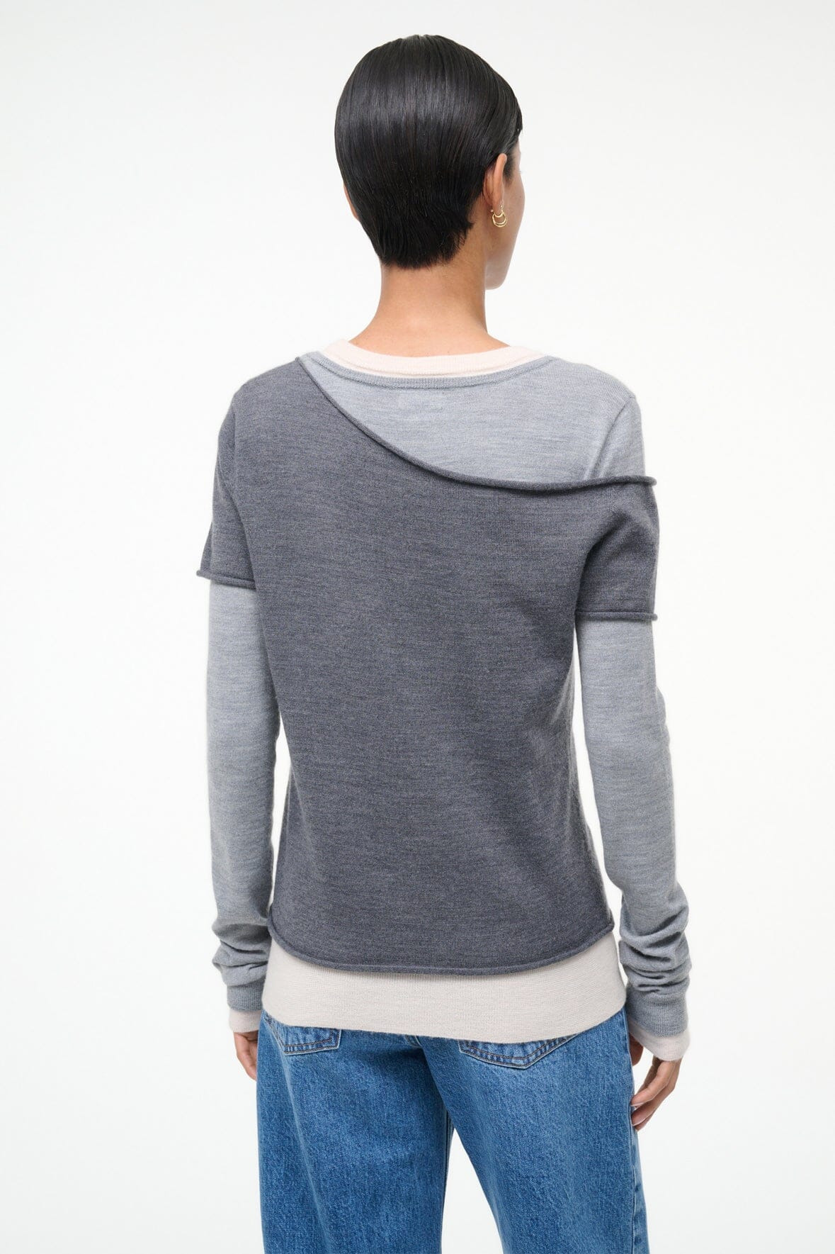 STAUD SERA SWEATER HEATHER GREY MULTI - 3