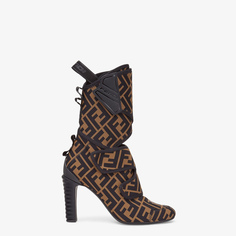 Promenade Booties in brown fabric 1