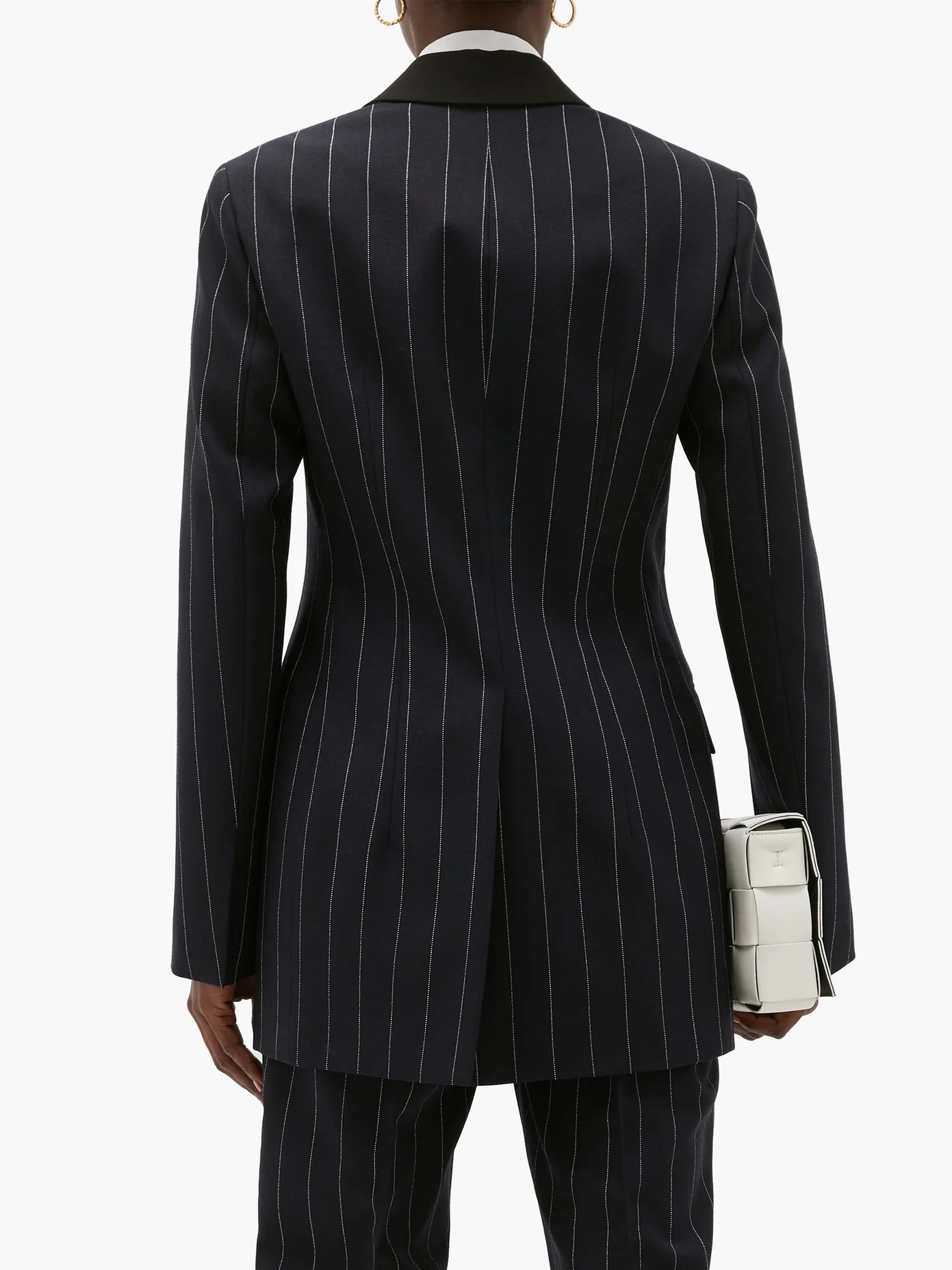 Pinstriped single-breasted wool jacket - 5