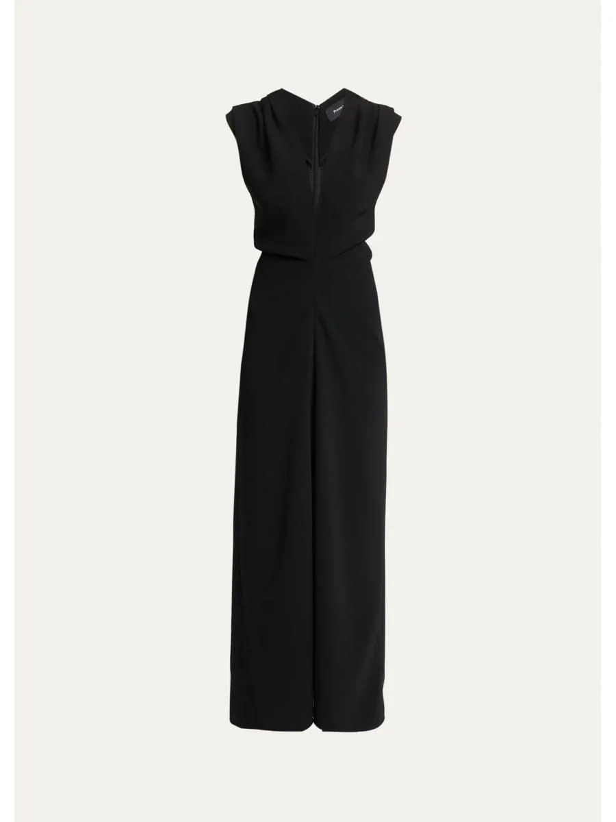 Geraldine Plunging Double Crepe Sleeveless Maxi Dress - 1
