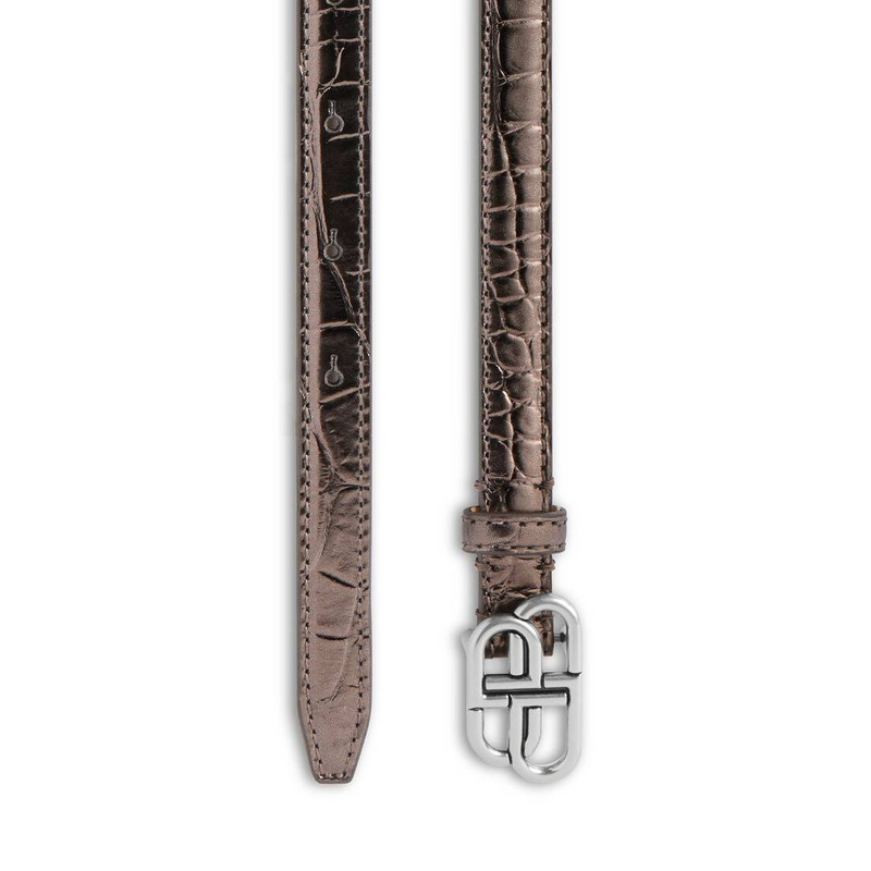 Women's Bb Super Thin Belt Metallized Crocodile Embossed  in Bronze 1