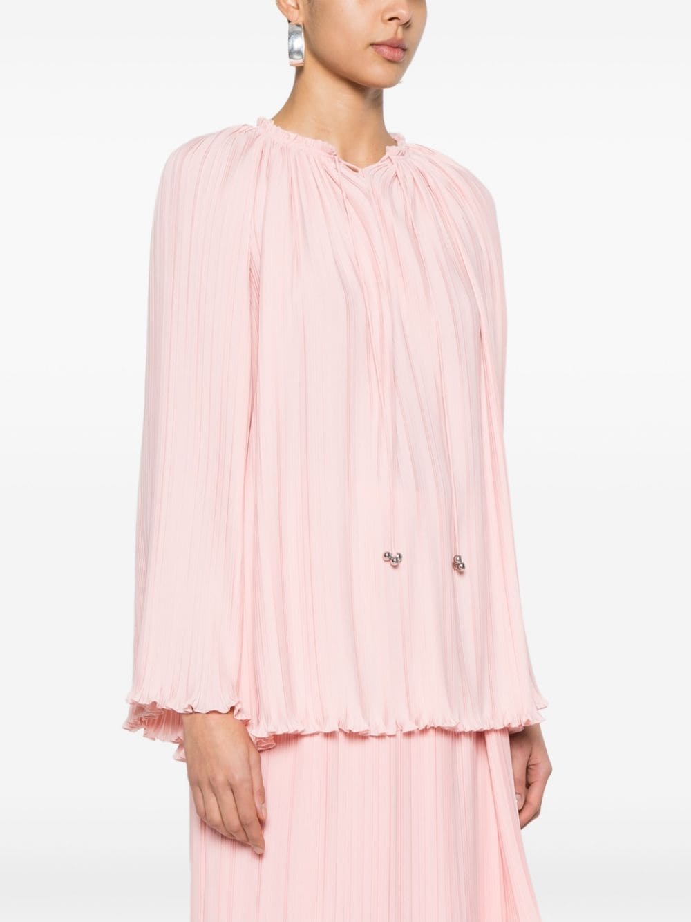 long-sleeve pleated blouse - 3