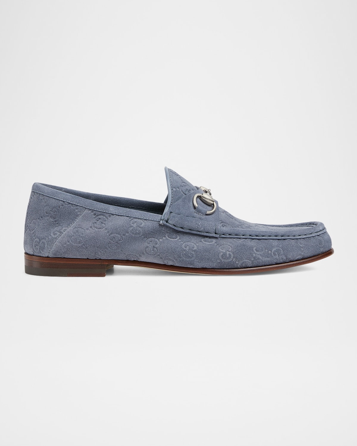 GUCCI Men's Horsebit 1953 Embossed Suede Bit Loafers