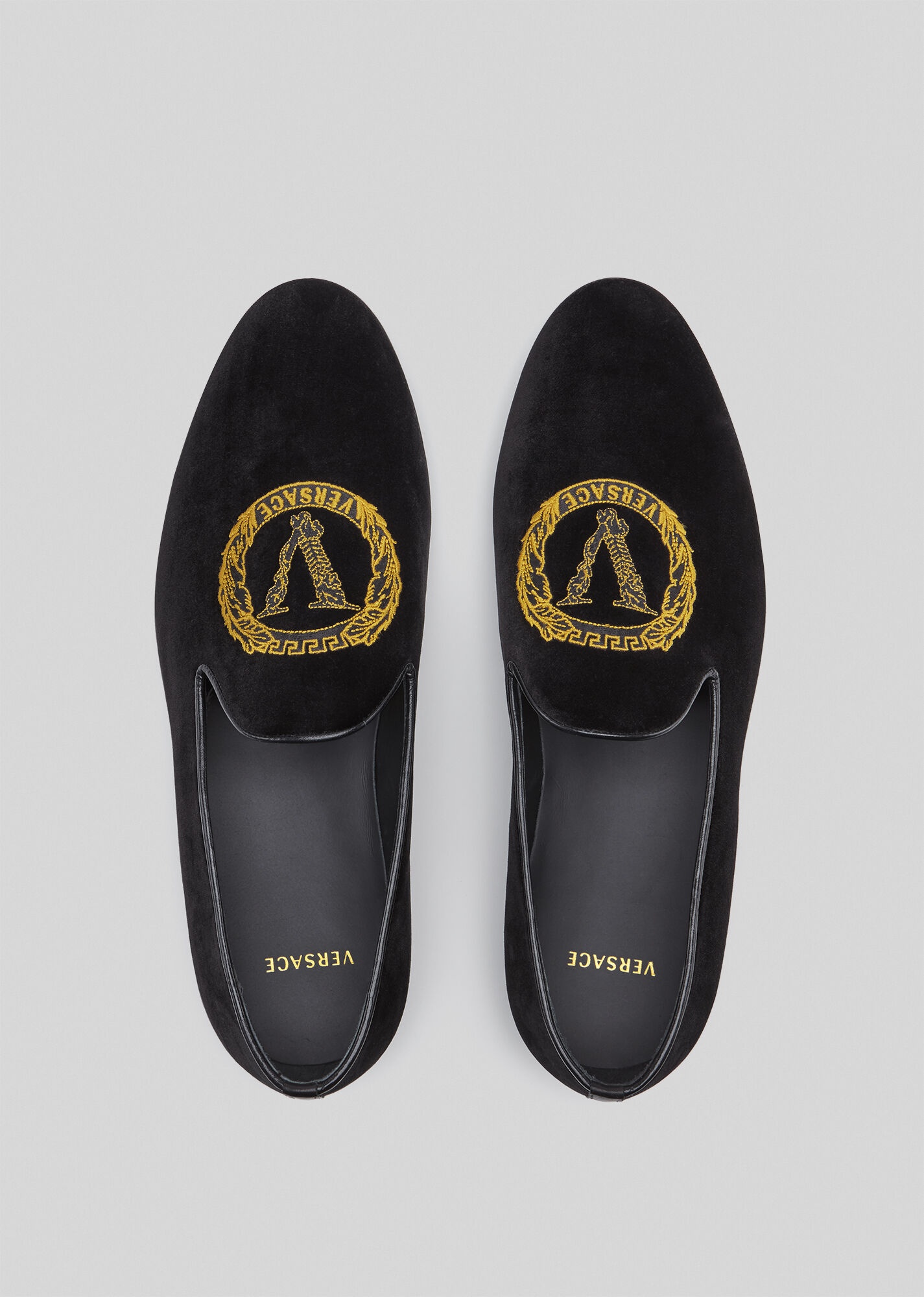 Virtus Crest Embroidered Velvet Loafers - 4