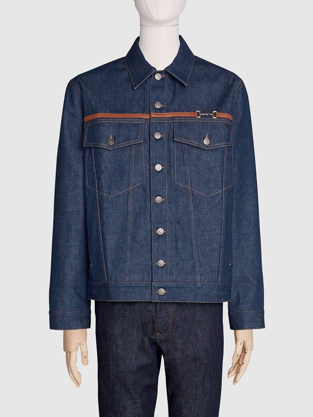 Horsebit detail washed denim jacket - 3